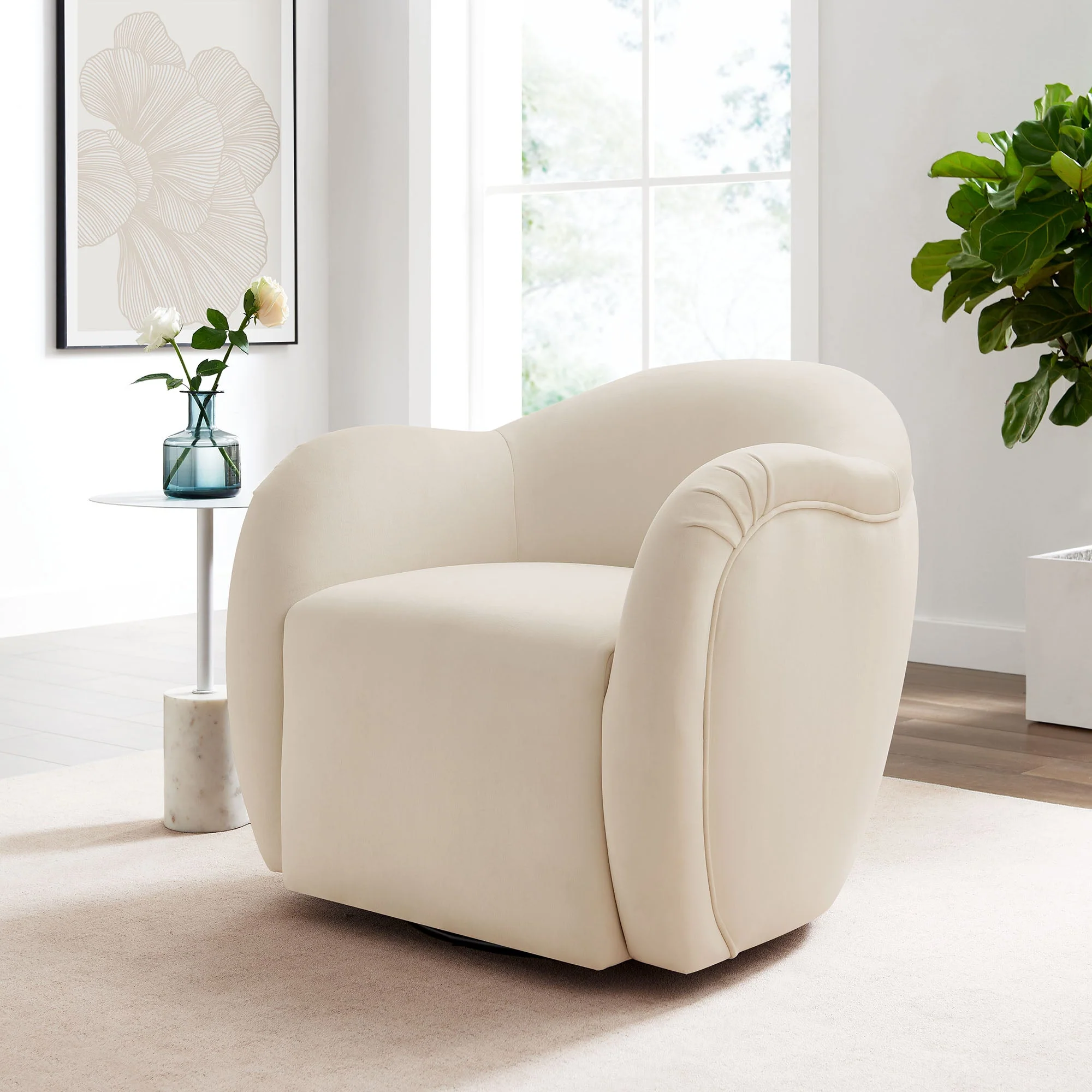 31 Inch Performance Velvet Swivel Armchair - Image 14