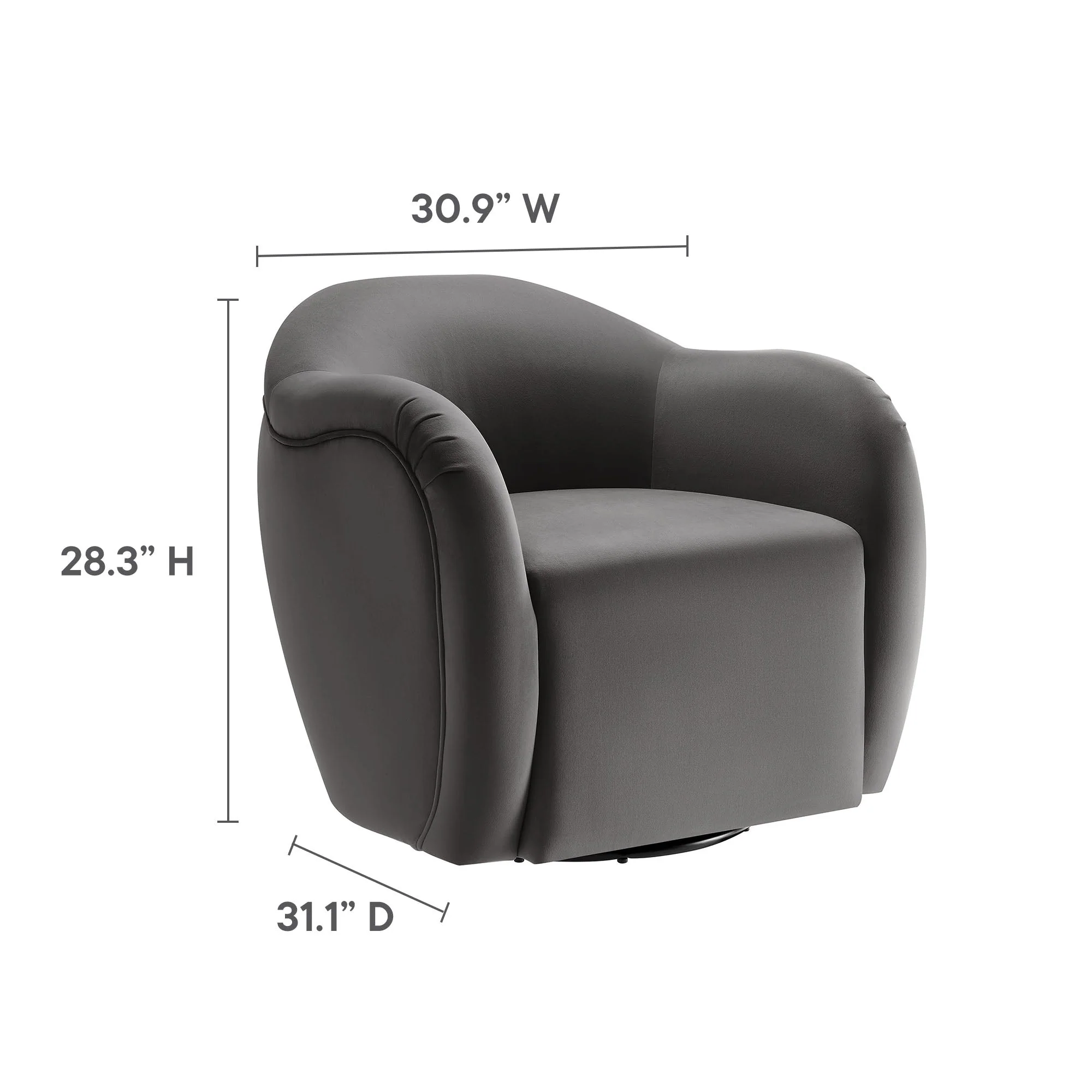 31 Inch Performance Velvet Swivel Armchair - Image 17