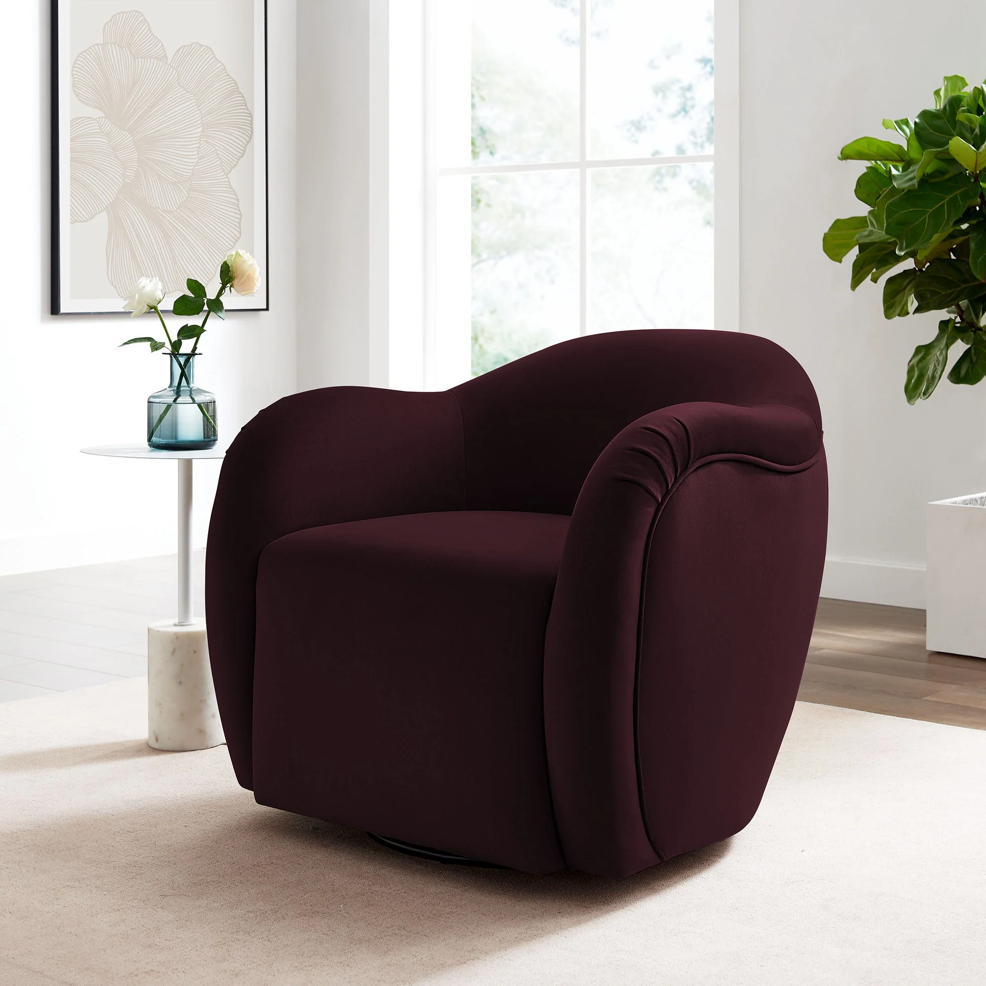 31 Inch Performance Velvet Swivel Armchair - Image 28