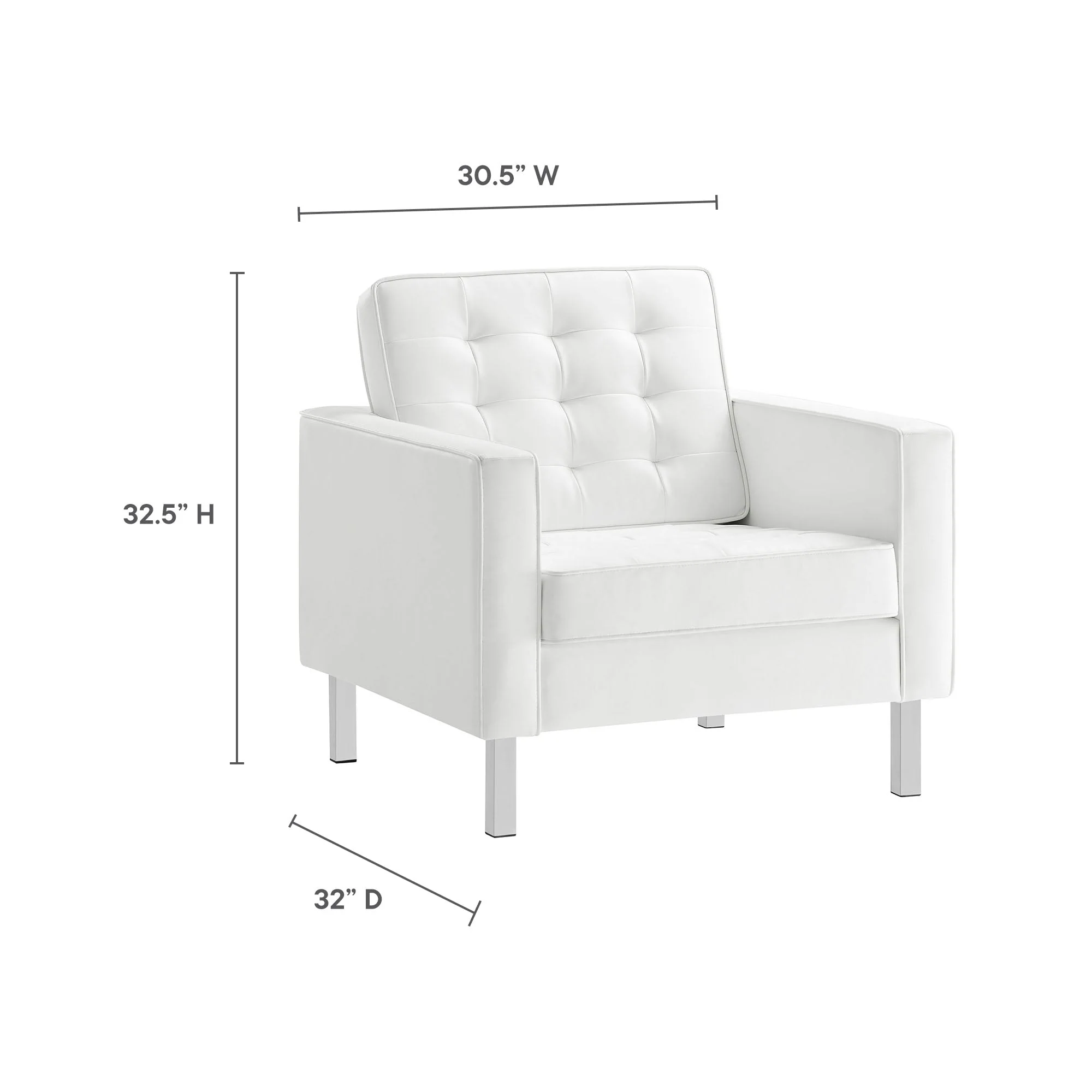 31 Inch Tufted Vegan Leather Sled Base Armchair - Image 24