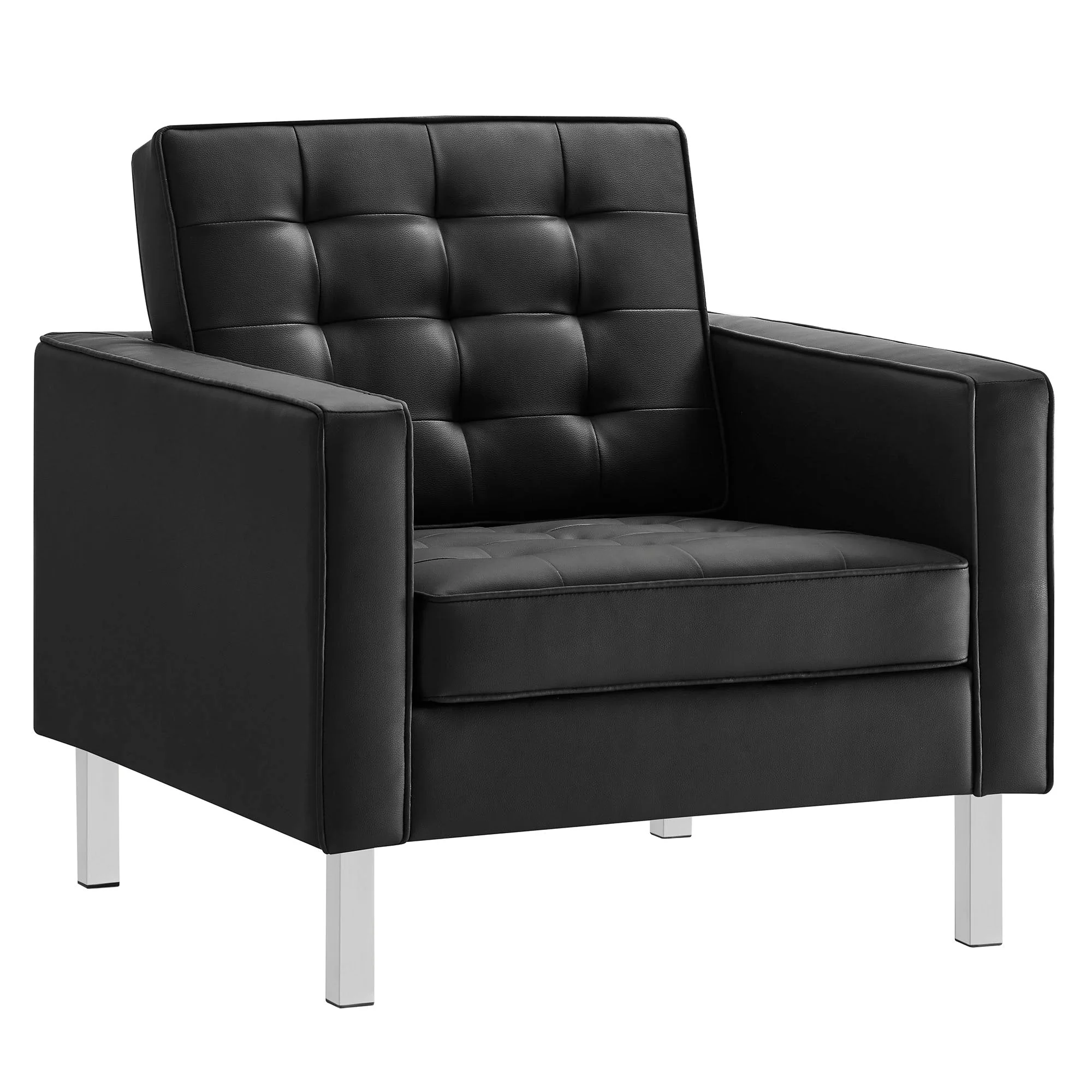 31 Inch Tufted Vegan Leather Sled Base Armchair - Image 8