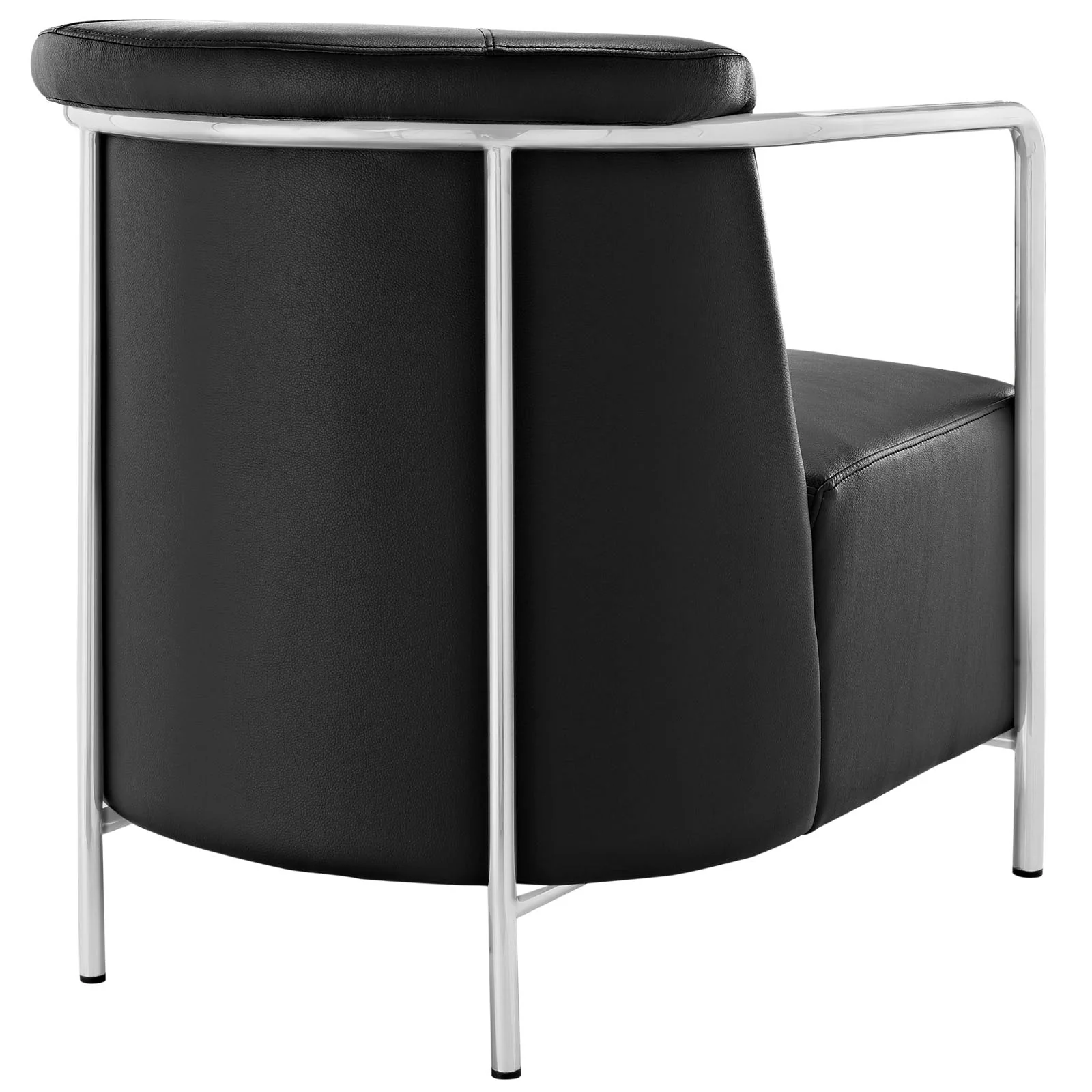 31 Inch Upholstered Vinyl Lounge Chair with Stainless Steel Tube Arms - Image 3