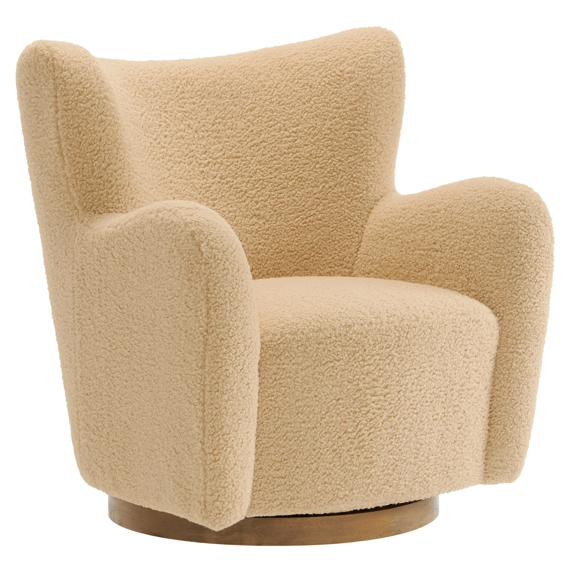 31 Inch Wingback Sherpa Swivel Accent Chair - Image 15
