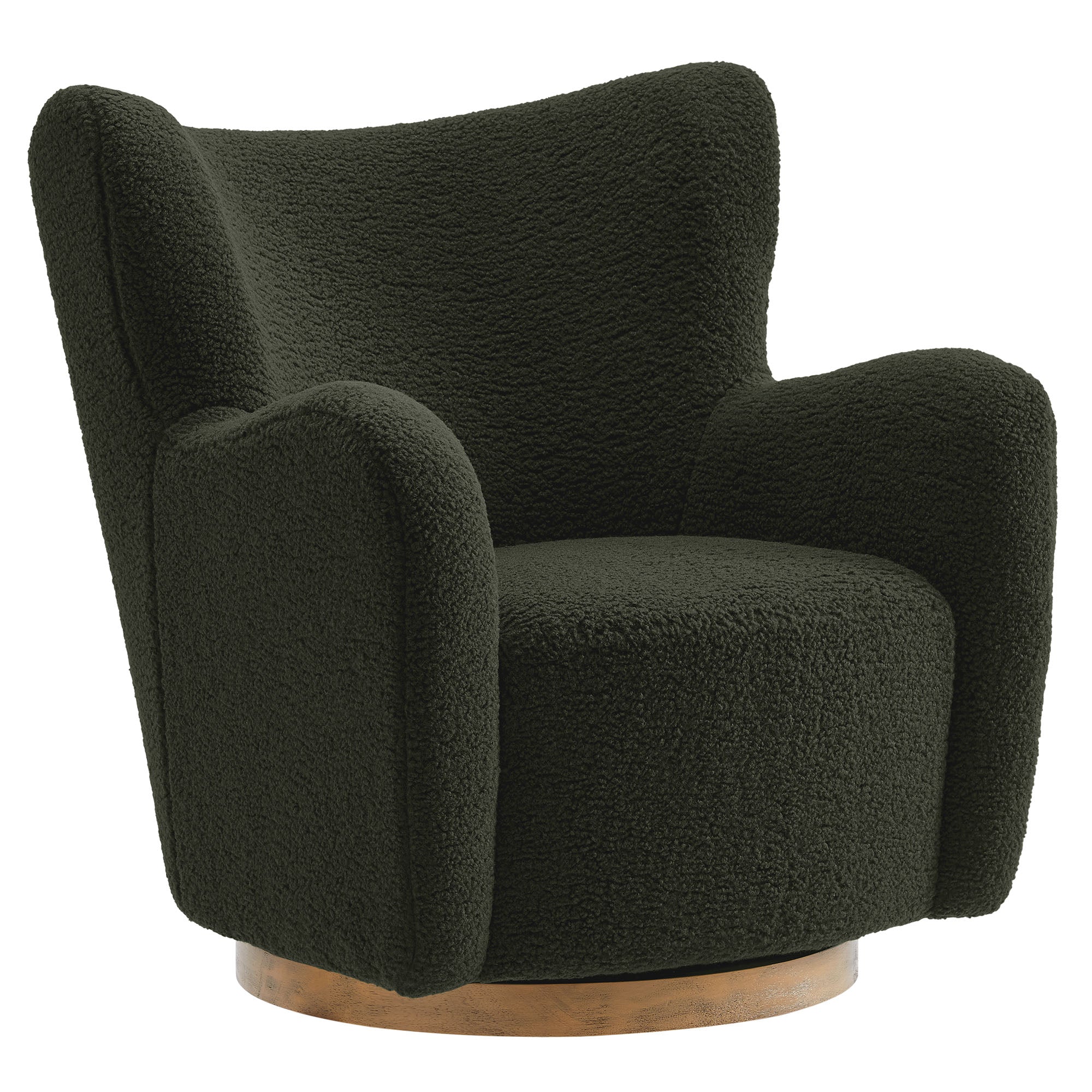 31 Inch Wingback Sherpa Swivel Accent Chair - Image 8