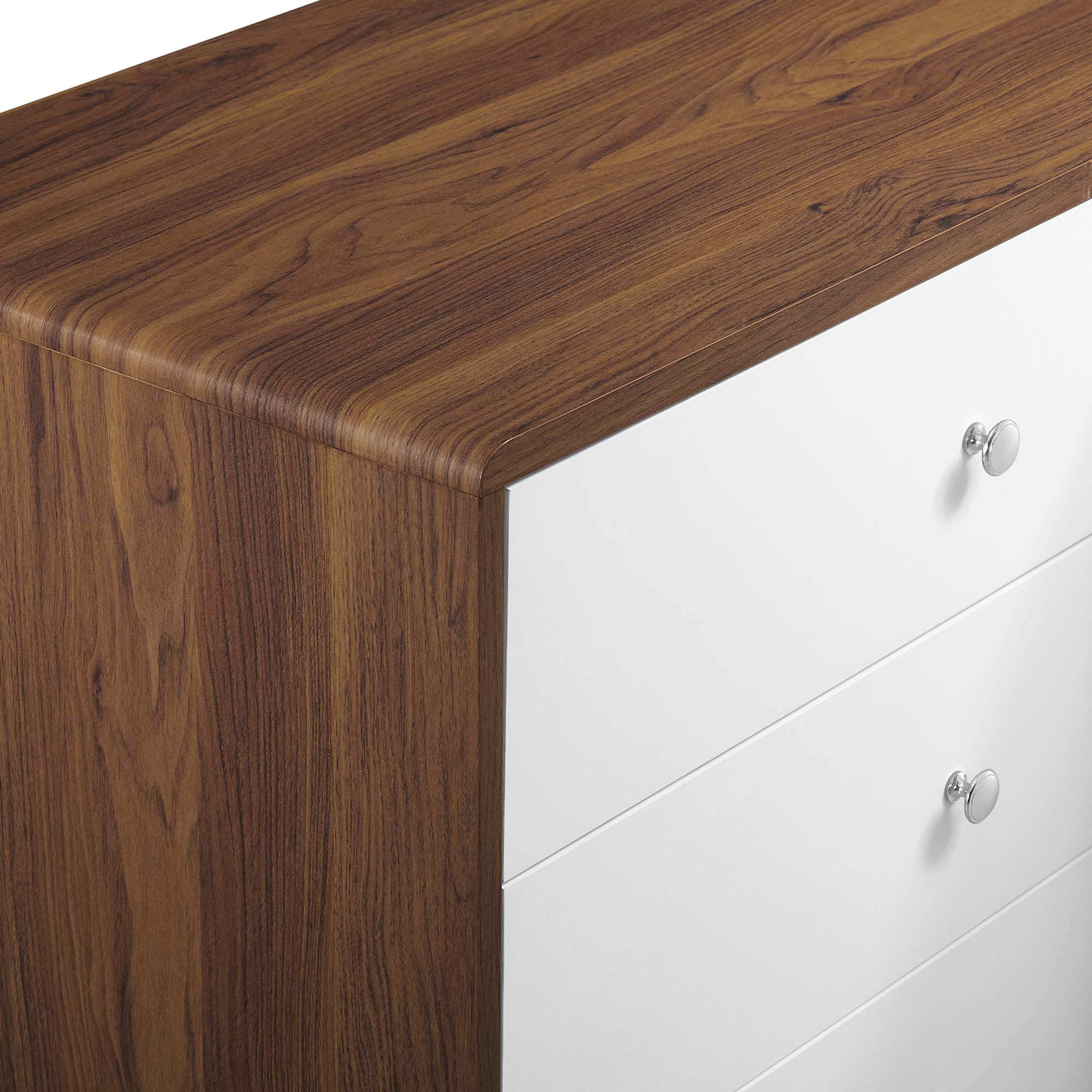 31" Walnut White Mid-Century 3-Drawer Bedroom Chest - Image 7
