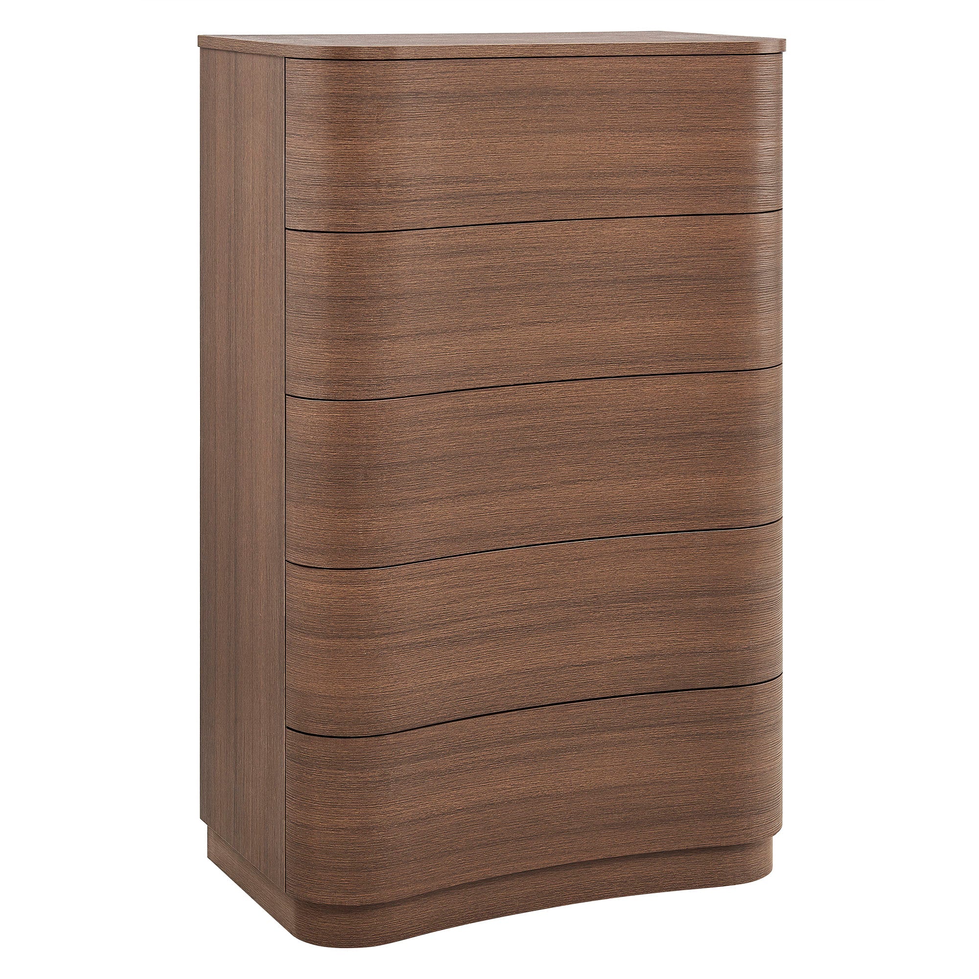 32" Brushed Oak Curved 5-Drawer Vertical Dresser Chest - Image 10
