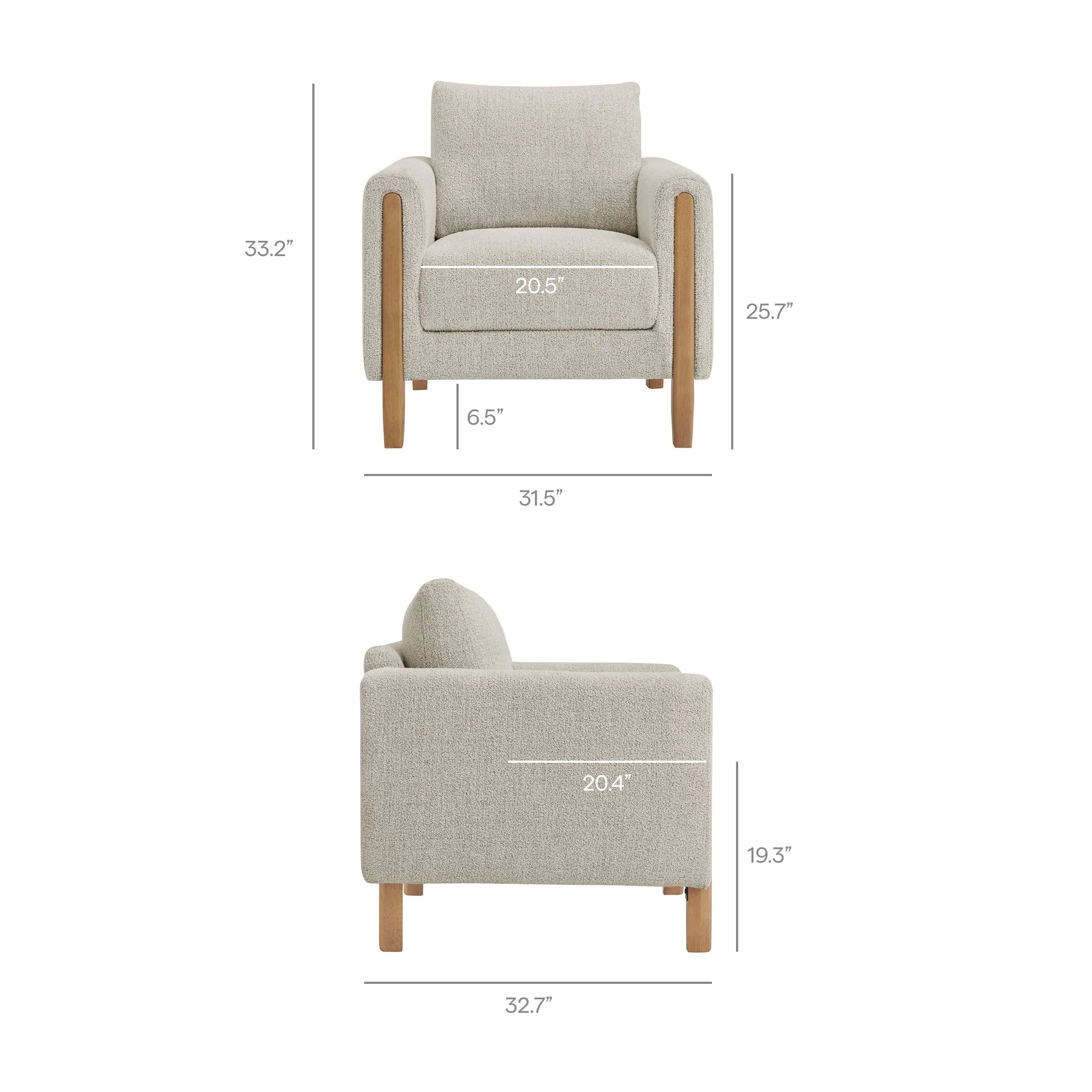 32 Inch Boucle Fabric Accent Armchair - Image 17