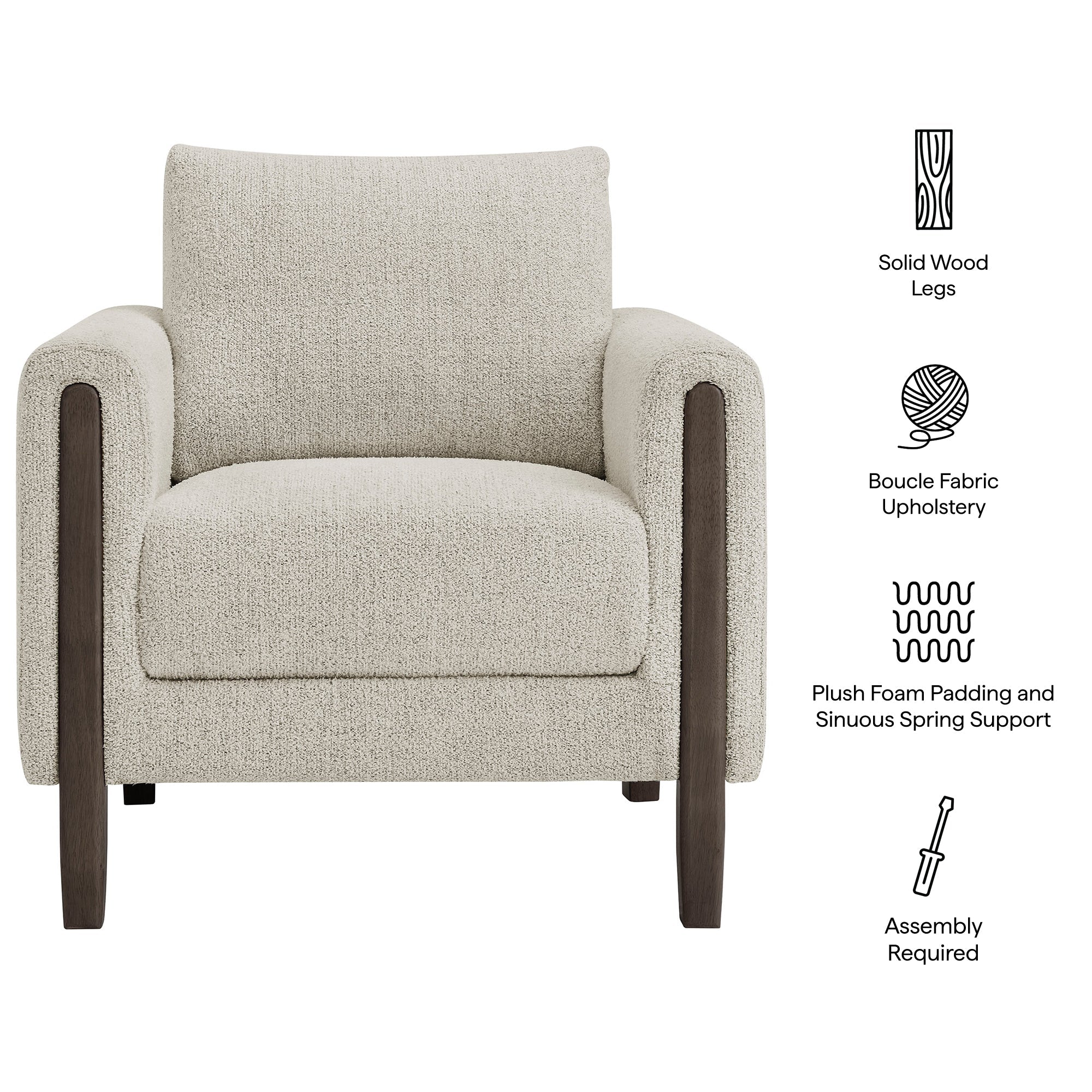 32 Inch Boucle Fabric Accent Armchair - Image 2