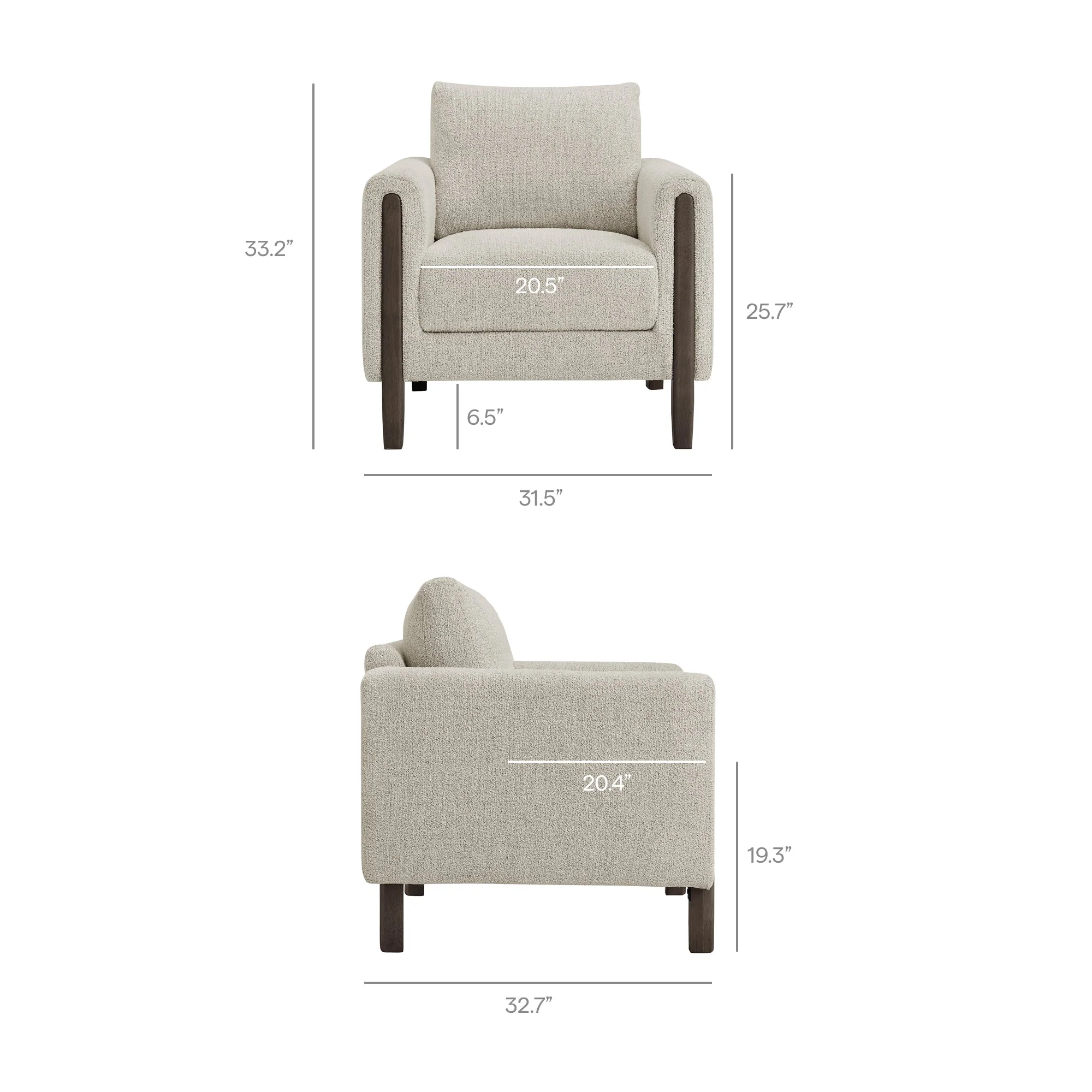 32 Inch Boucle Fabric Accent Armchair - Image 3