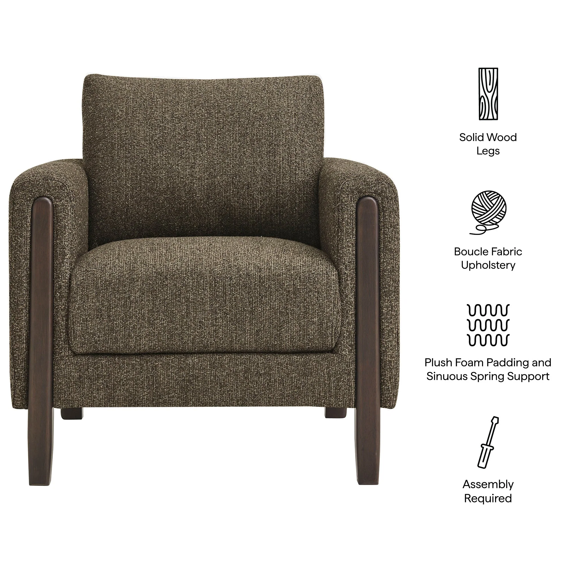 32 Inch Boucle Fabric Accent Armchair - Image 9