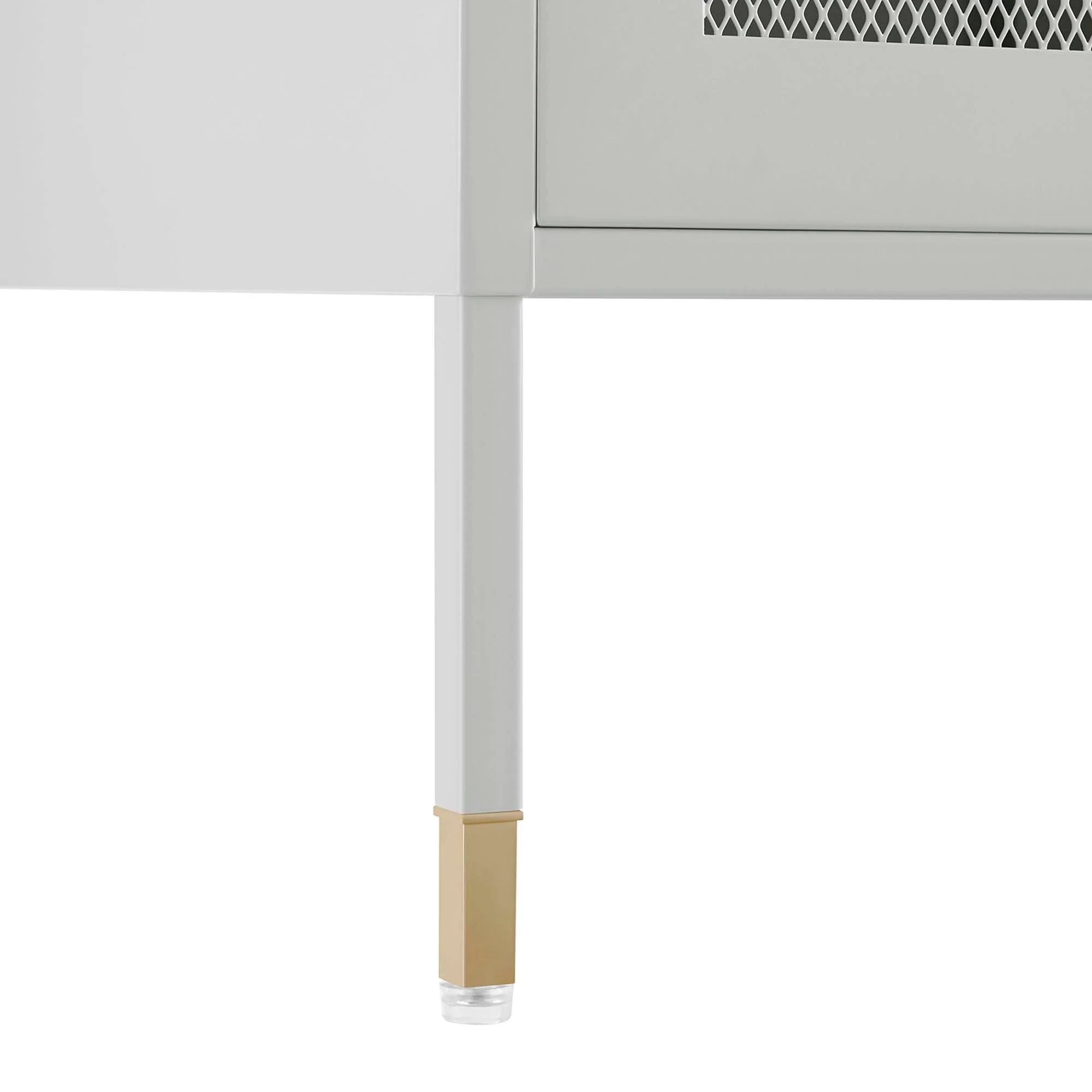 32 Inch Industrial Steel Accent Cabinet with Mesh-Front Doors in Light Gray - Image 7