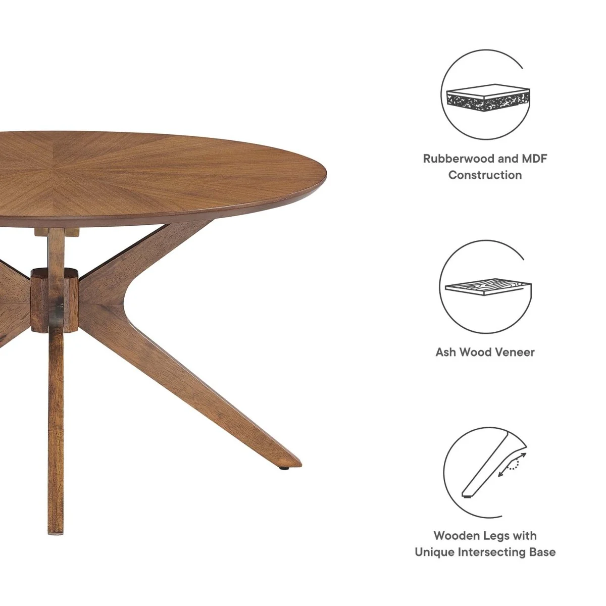 32 Inch Mid-Century Round Wood Coffee Table - Image 14