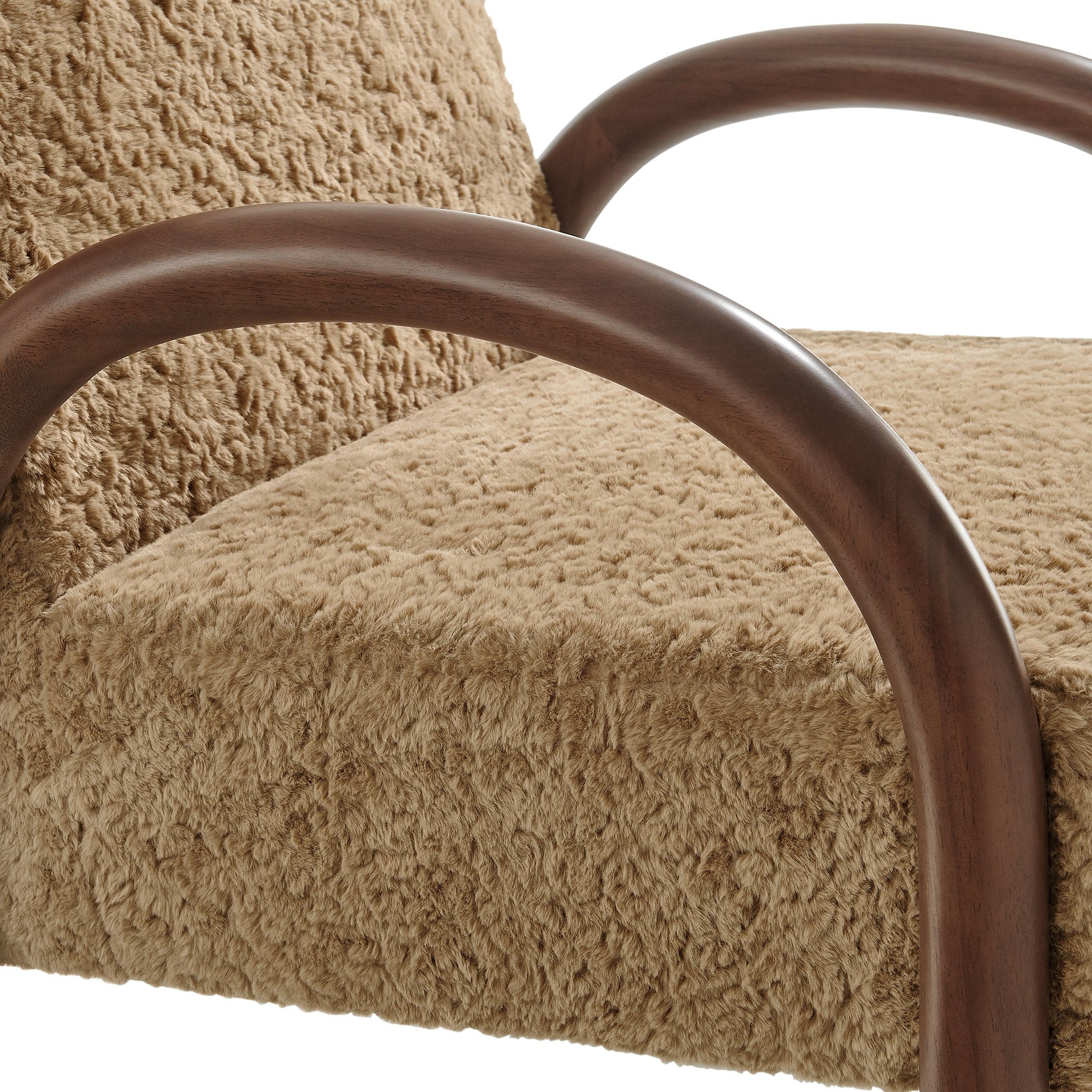 32 Inch Modern Faux Shearling Accent Armchair with Arched Wood Frame - Image 13