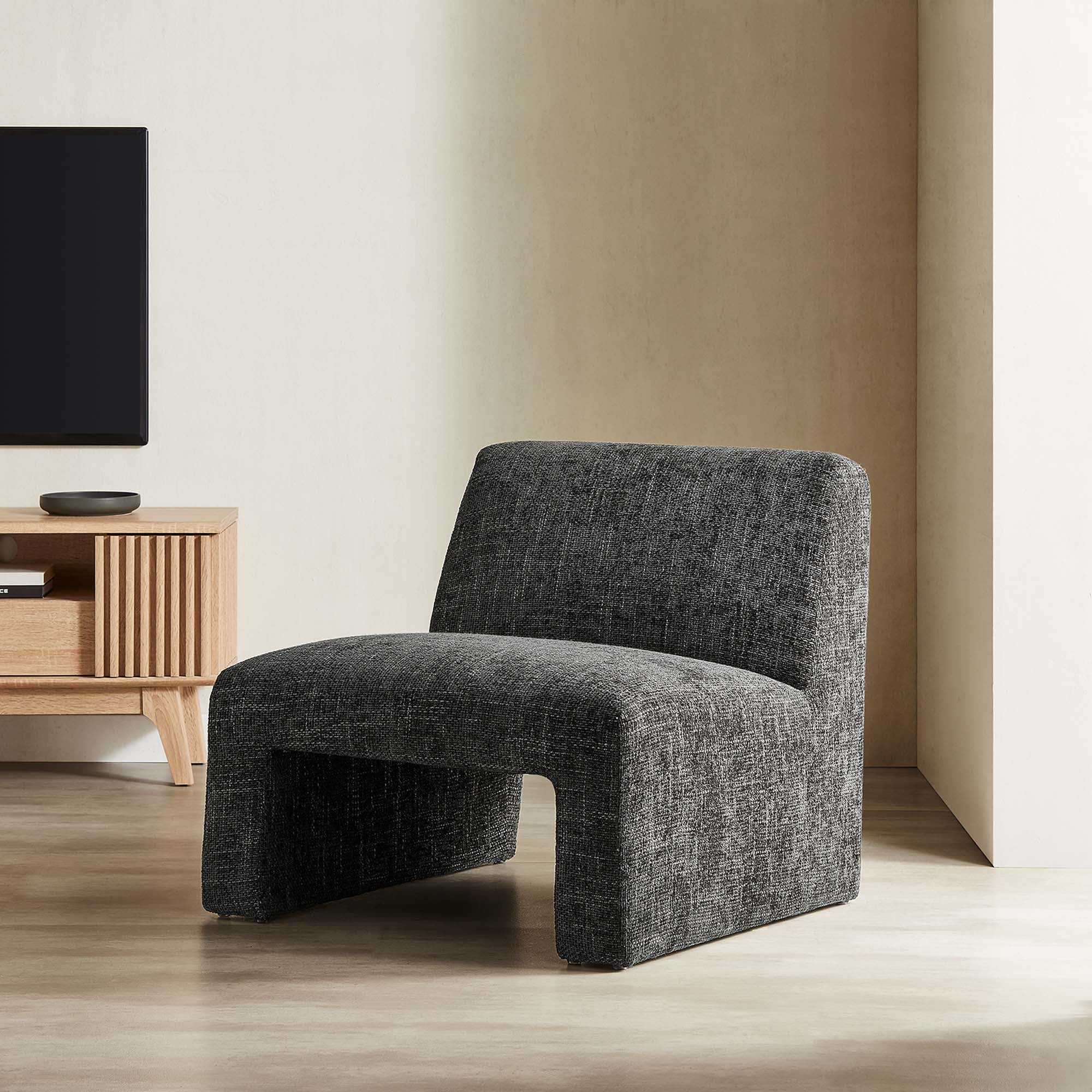 32 Inch Oversized Armless Chenille Upholstered Accent Chair - Image 7