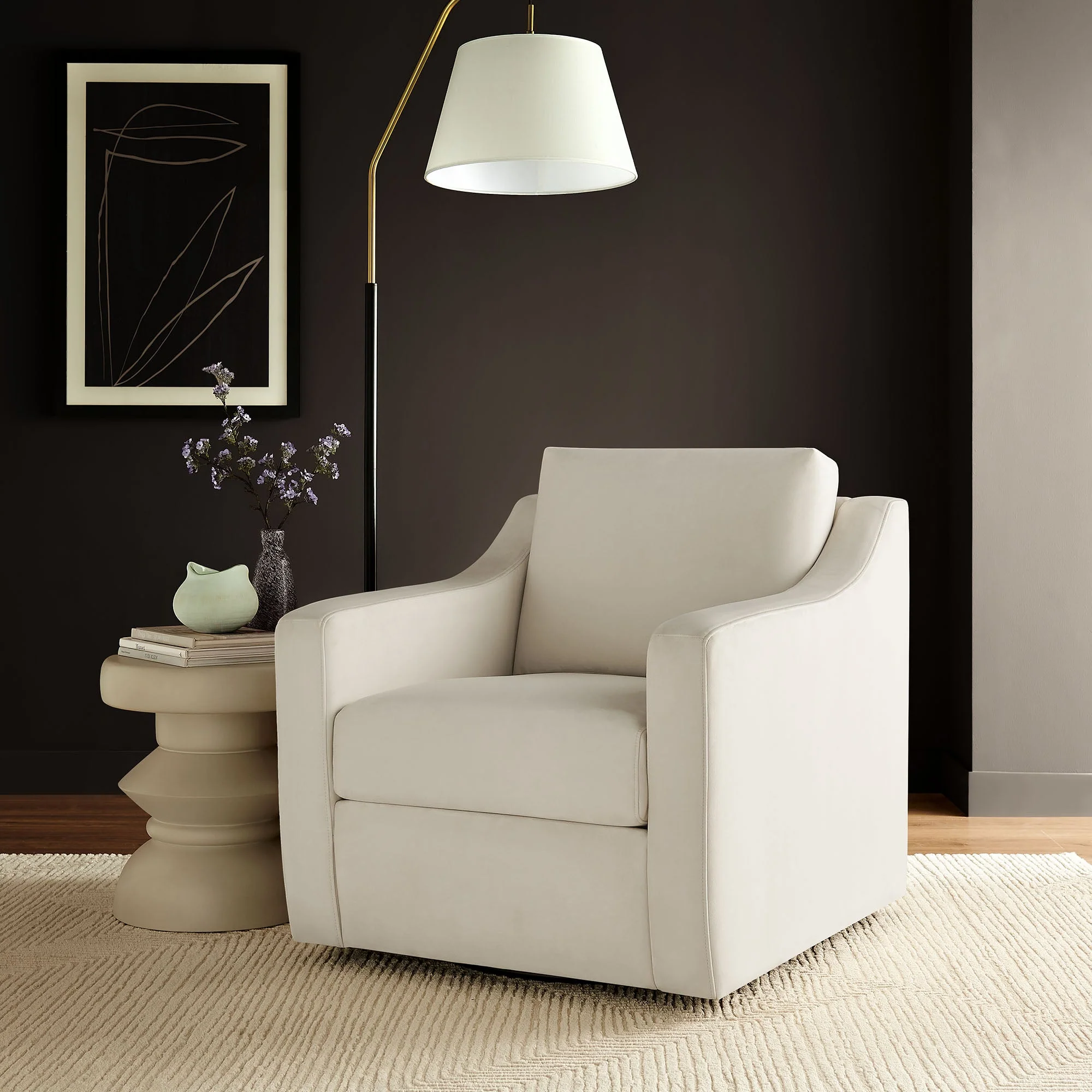32 Inch Performance Velvet Swivel Armchair - Image 14