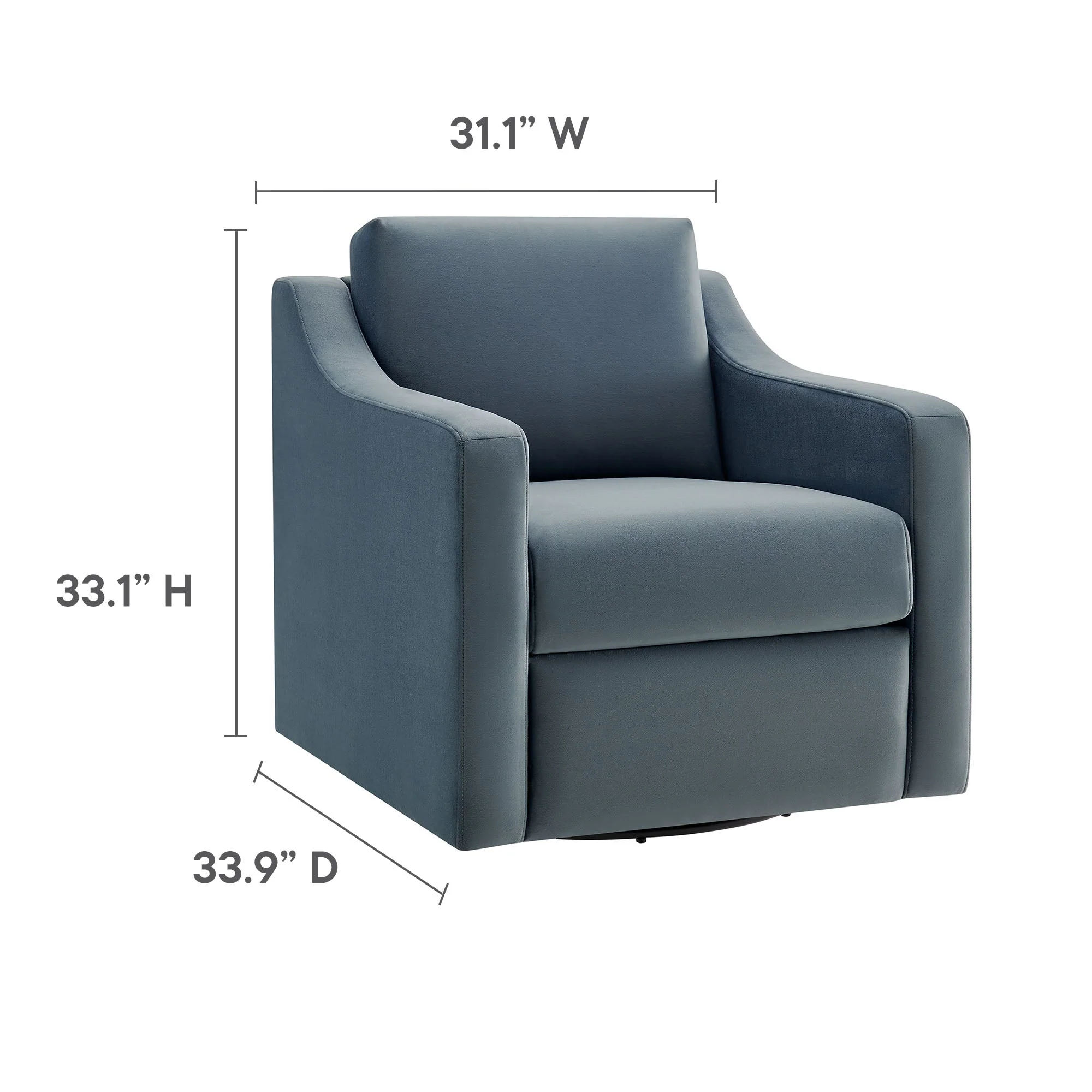 32 Inch Performance Velvet Swivel Armchair - Image 17