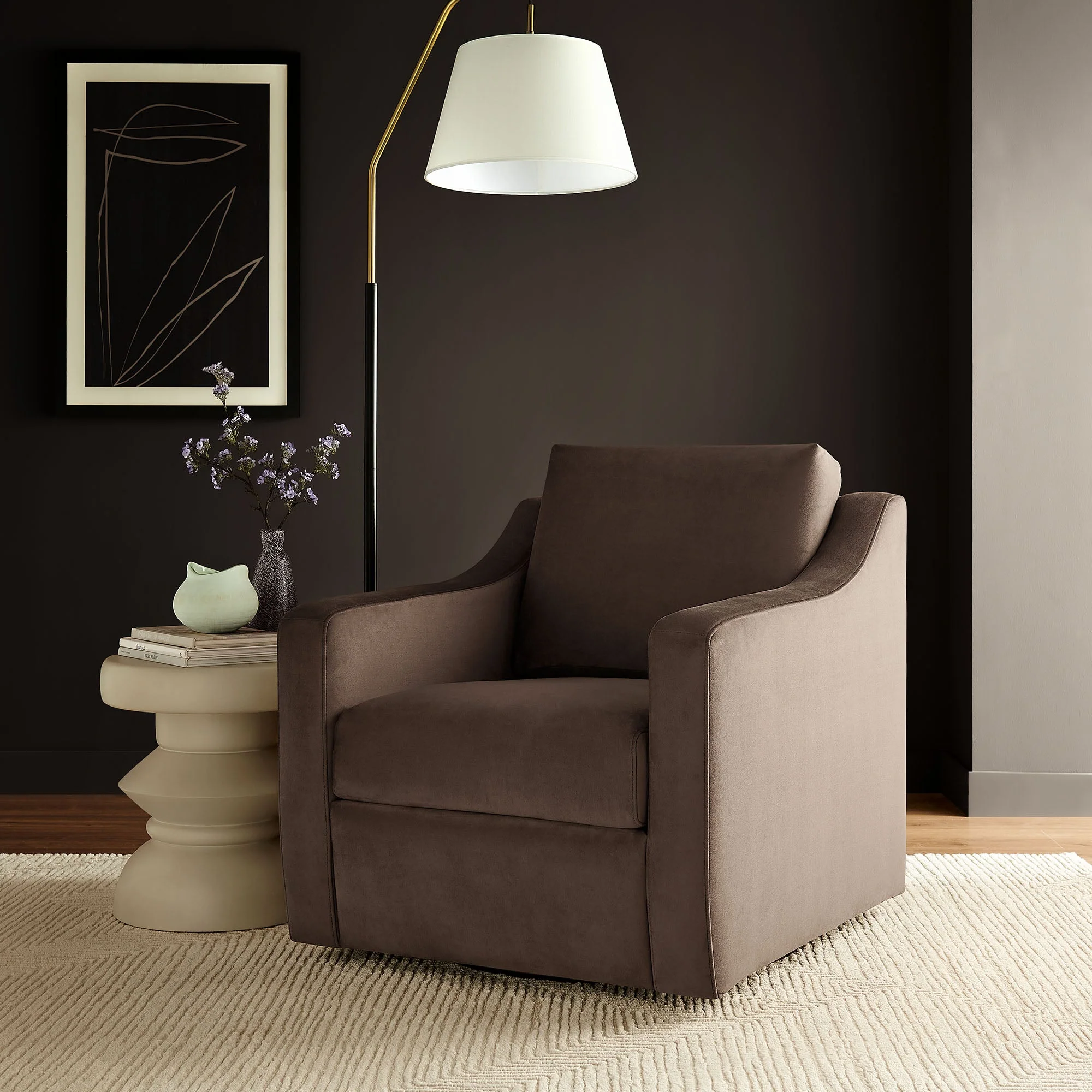 32 Inch Performance Velvet Swivel Armchair - Image 28