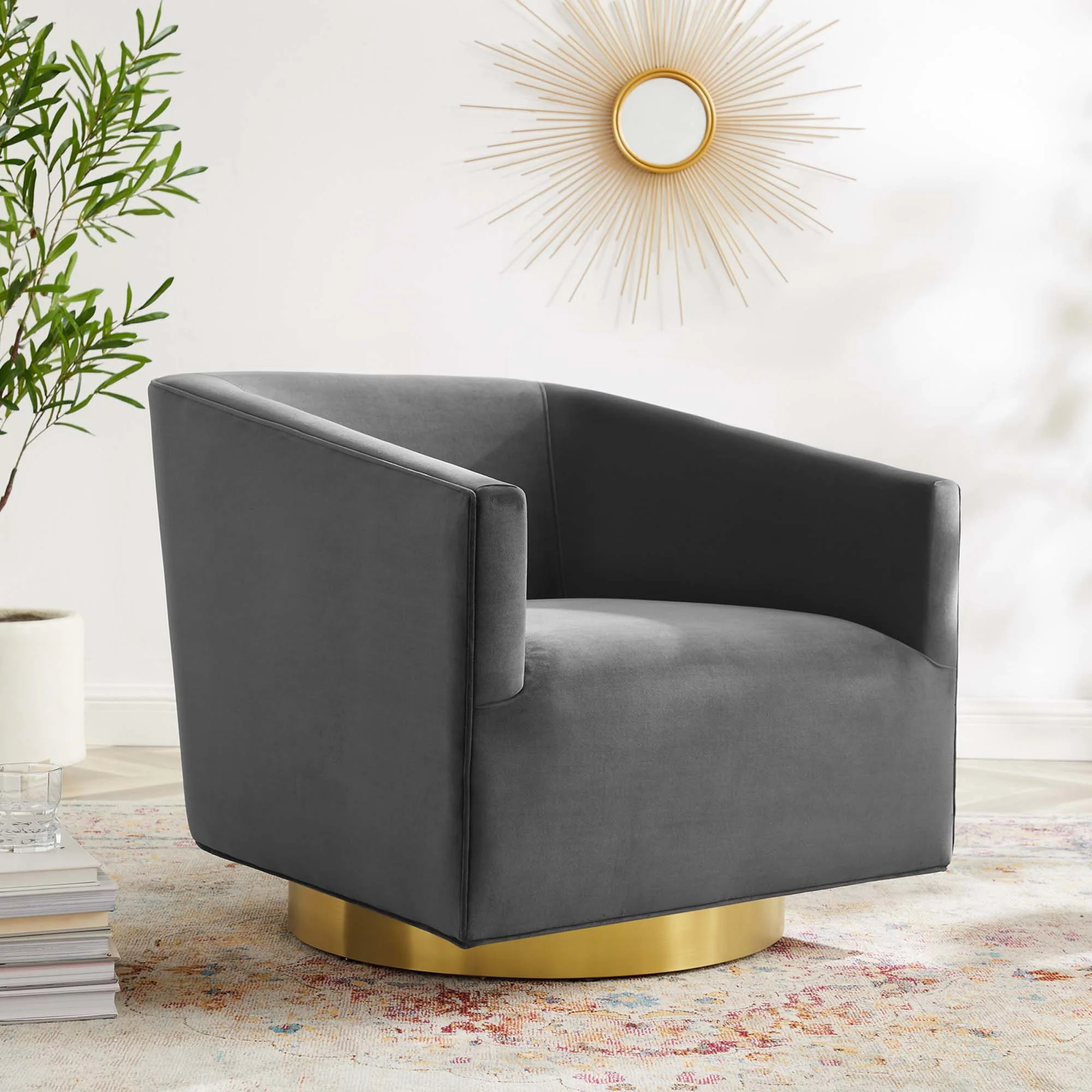 32 Inch Performance Velvet Swivel Lounge Chair - Image 6