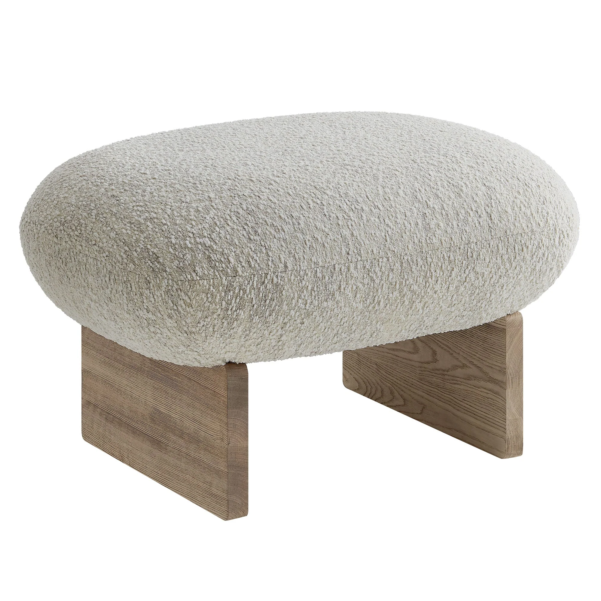 32 Inch Rounded Boucle Fabric Accent Chair and Ottoman Set - Image 4