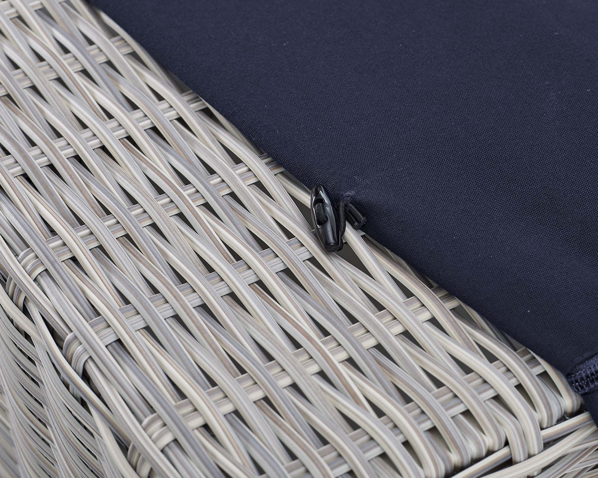 32" Light Gray Navy Outdoor Patio Wicker Ottoman - Image 8