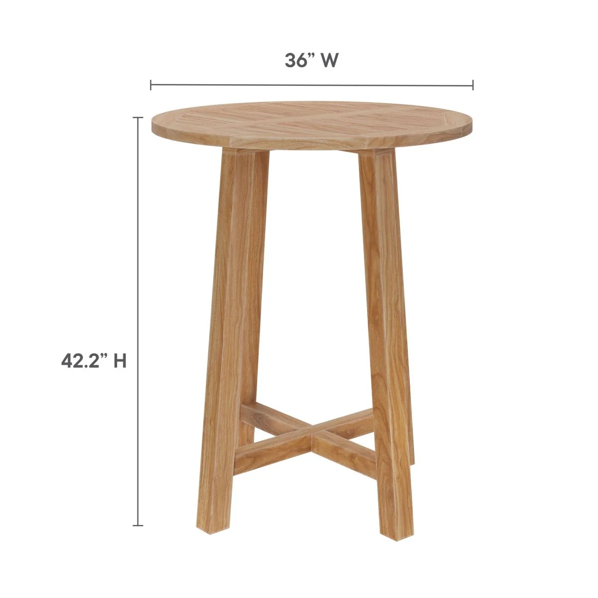 32" Round Outdoor Teak Wood Bar Table – Natural Finish - Image 3