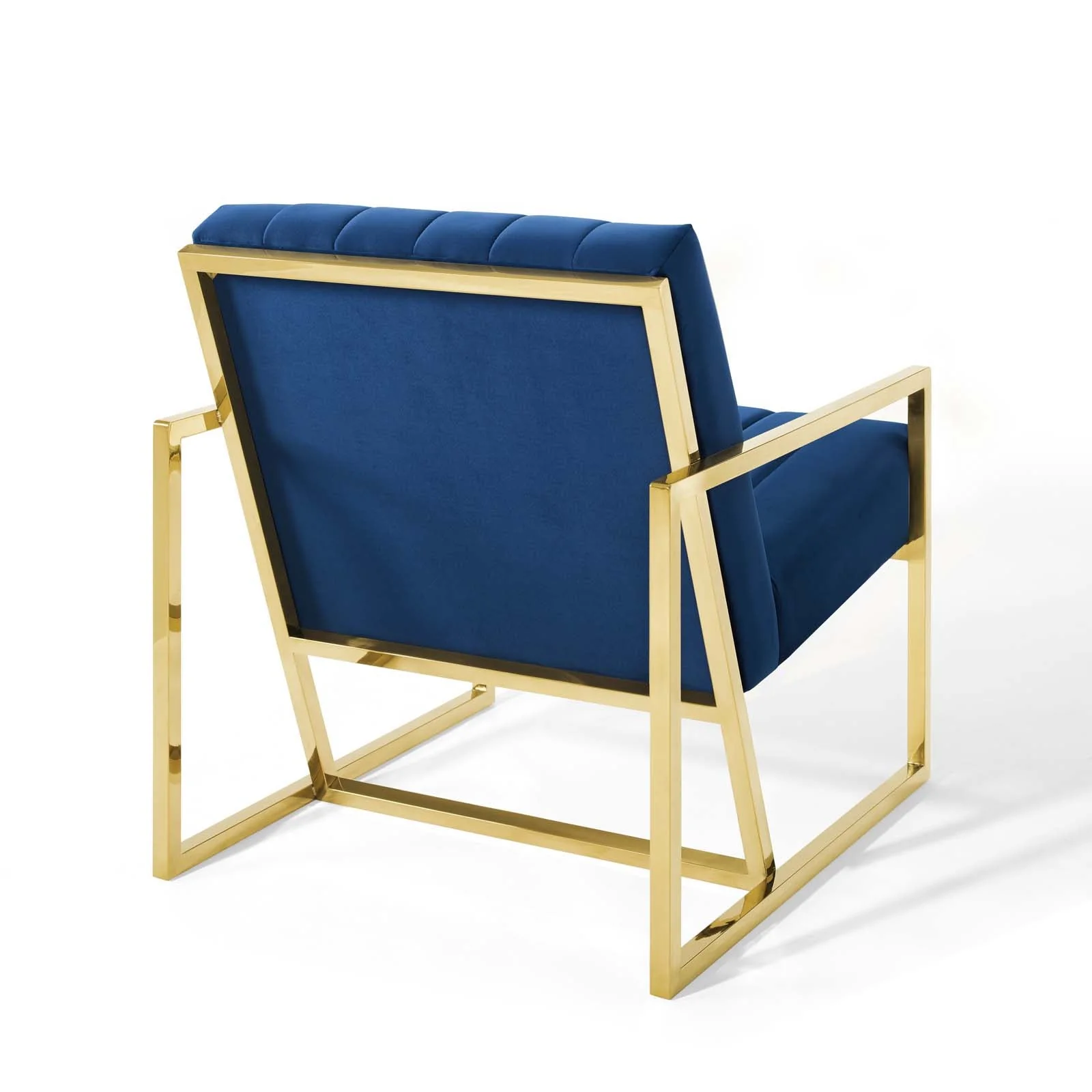 33 Inch Channel Tufted Performance Velvet Armchair with Gold Stainless Steel Frame - Image 12