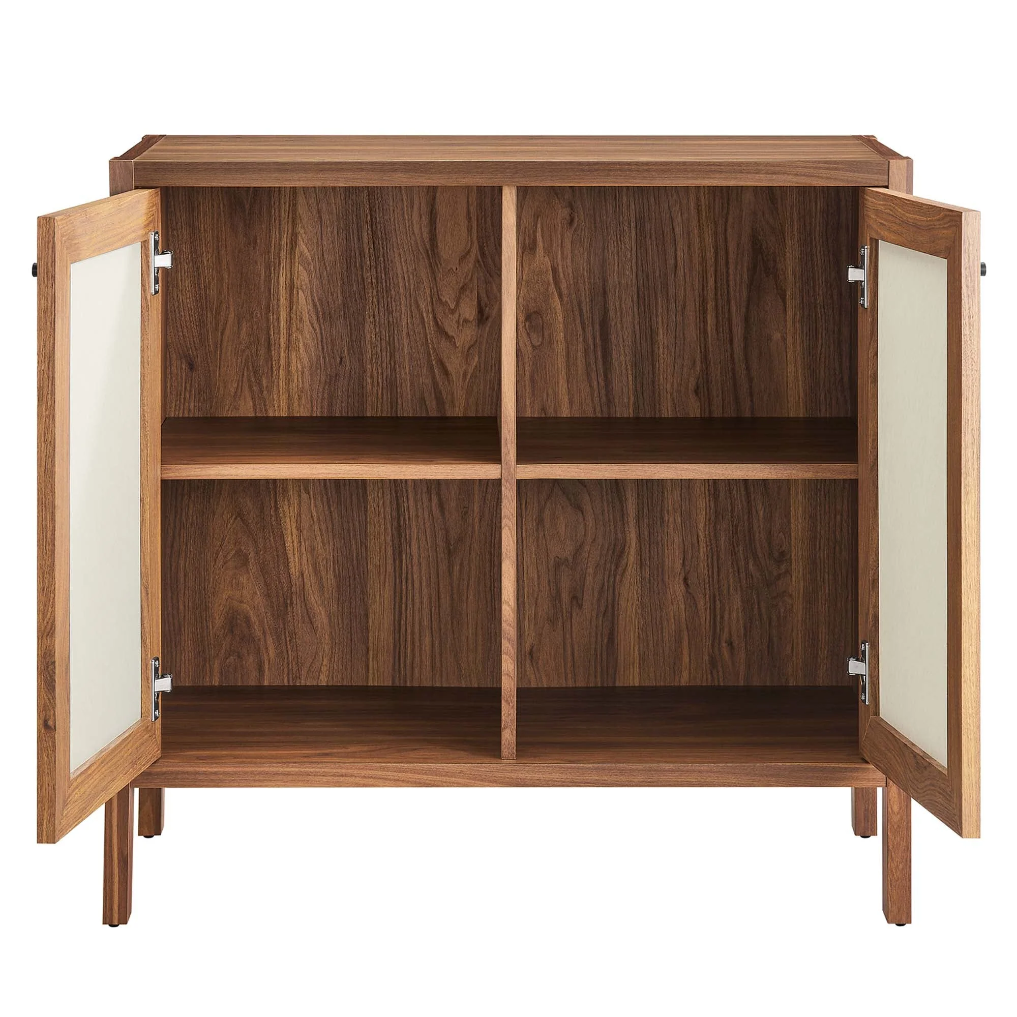 33 Inch Wood Grain Storage Cabinet with Linen-Textured Doors and Soft-Close Hinges in Walnut - Image 6