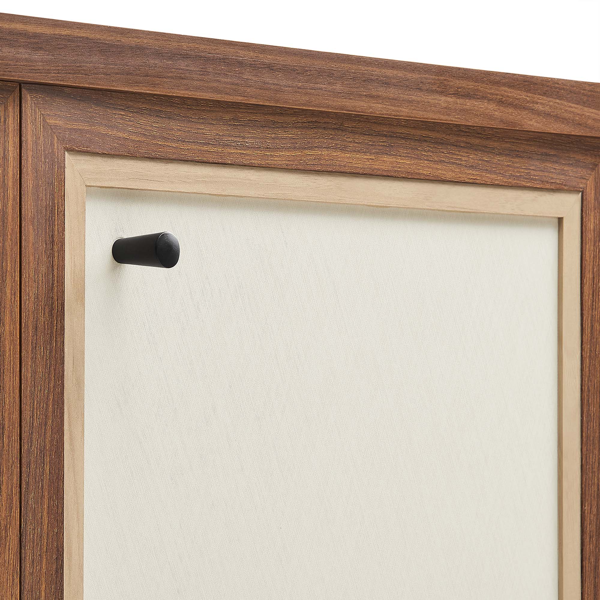 33 Inch Wood Grain Storage Cabinet with Linen-Textured Doors and Soft-Close Hinges in Walnut - Image 7