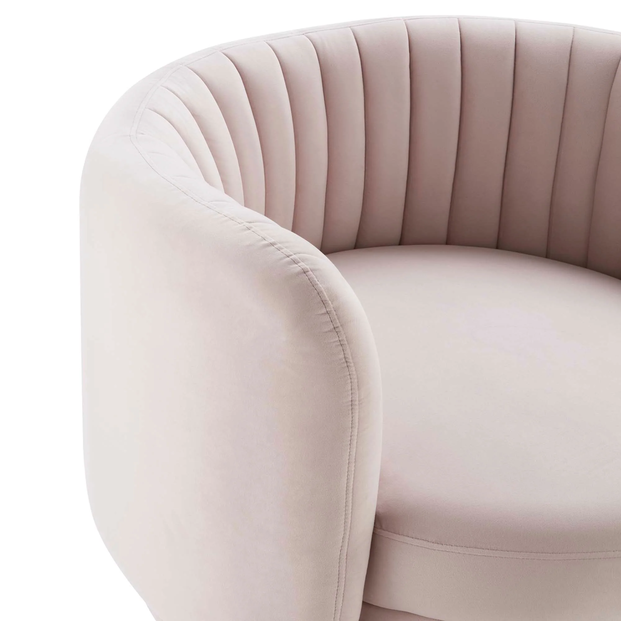 34 Inch Channel Tufted Performance Velvet Swivel Chair with Gold Base - Image 11