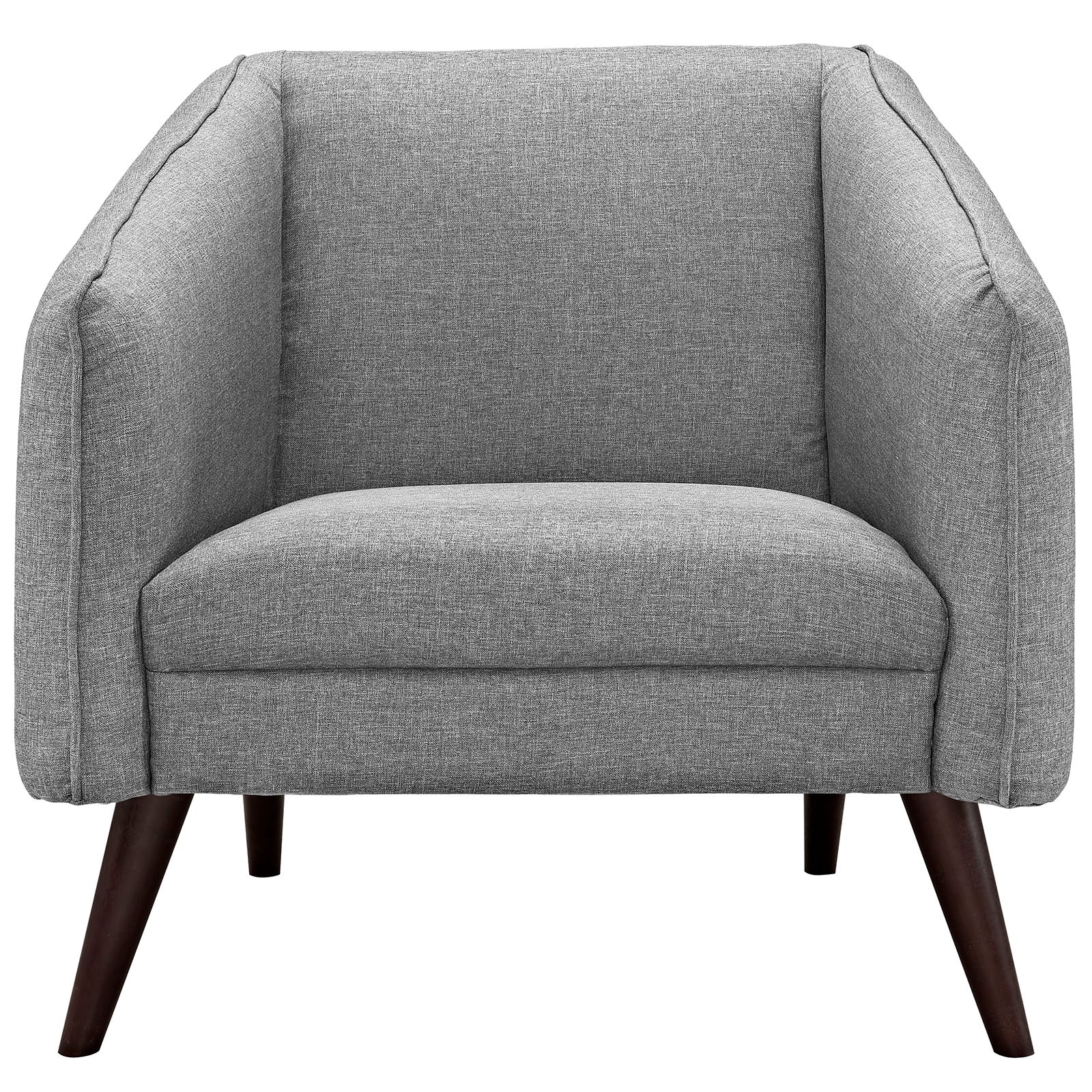 34 Inch Mid-Century Modern Upholstered Fabric Armchair with Walnut Dowel Legs - Image 14