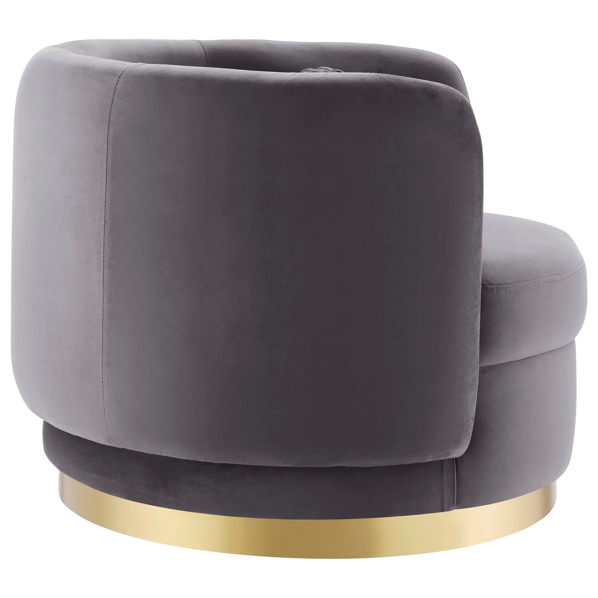 34 Inch Performance Velvet Swivel Accent Chair with Gold Metal Base - Image 3