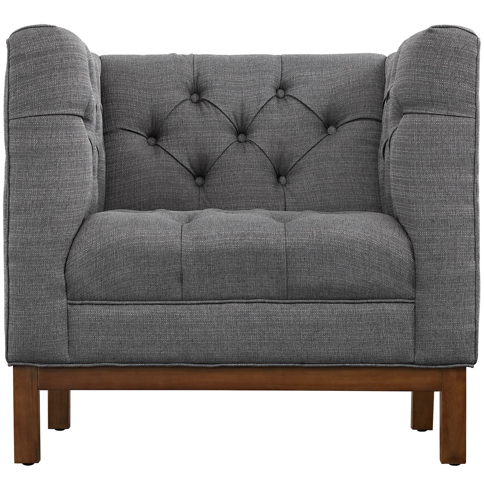 34 Inch Tufted Fabric Armchair with Walnut Beech Wood Legs - Image 3