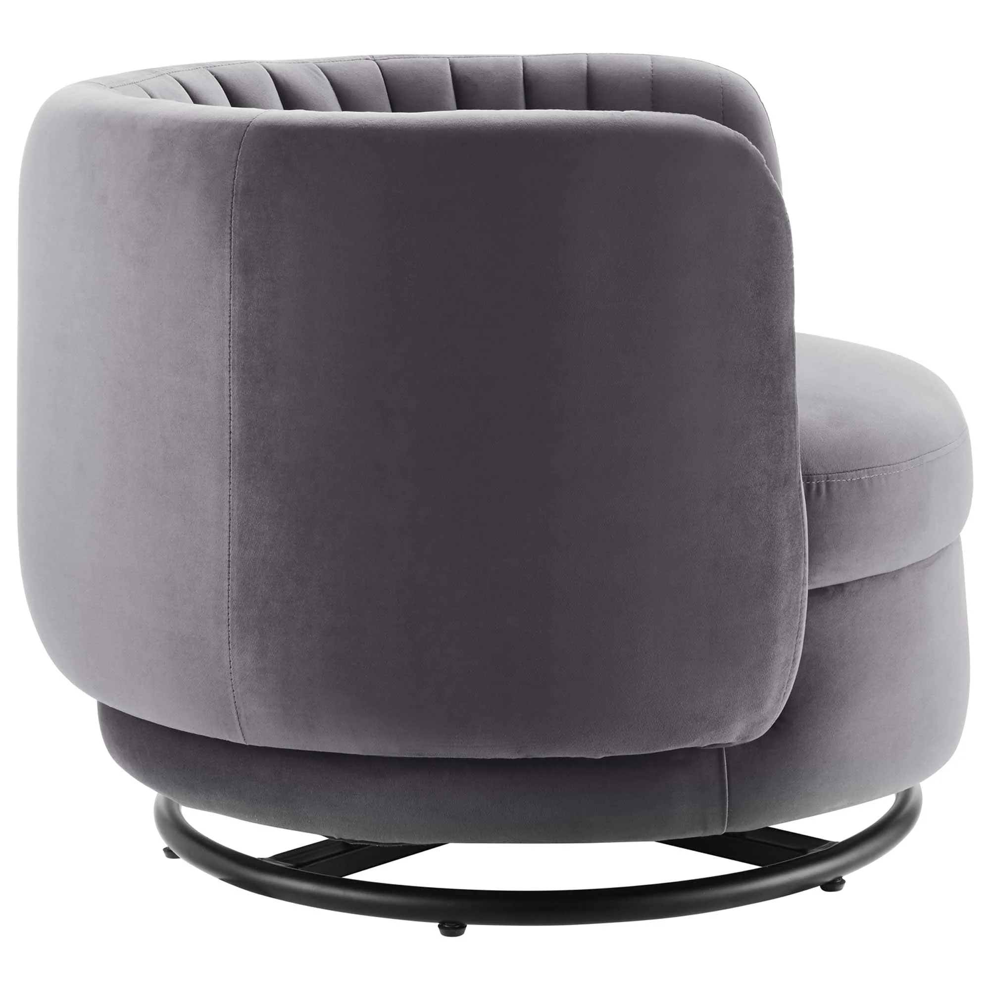 34 Inch Vertical Channel Tufted Performance Velvet Swivel Accent Chair with Black Metal Base - Image 10