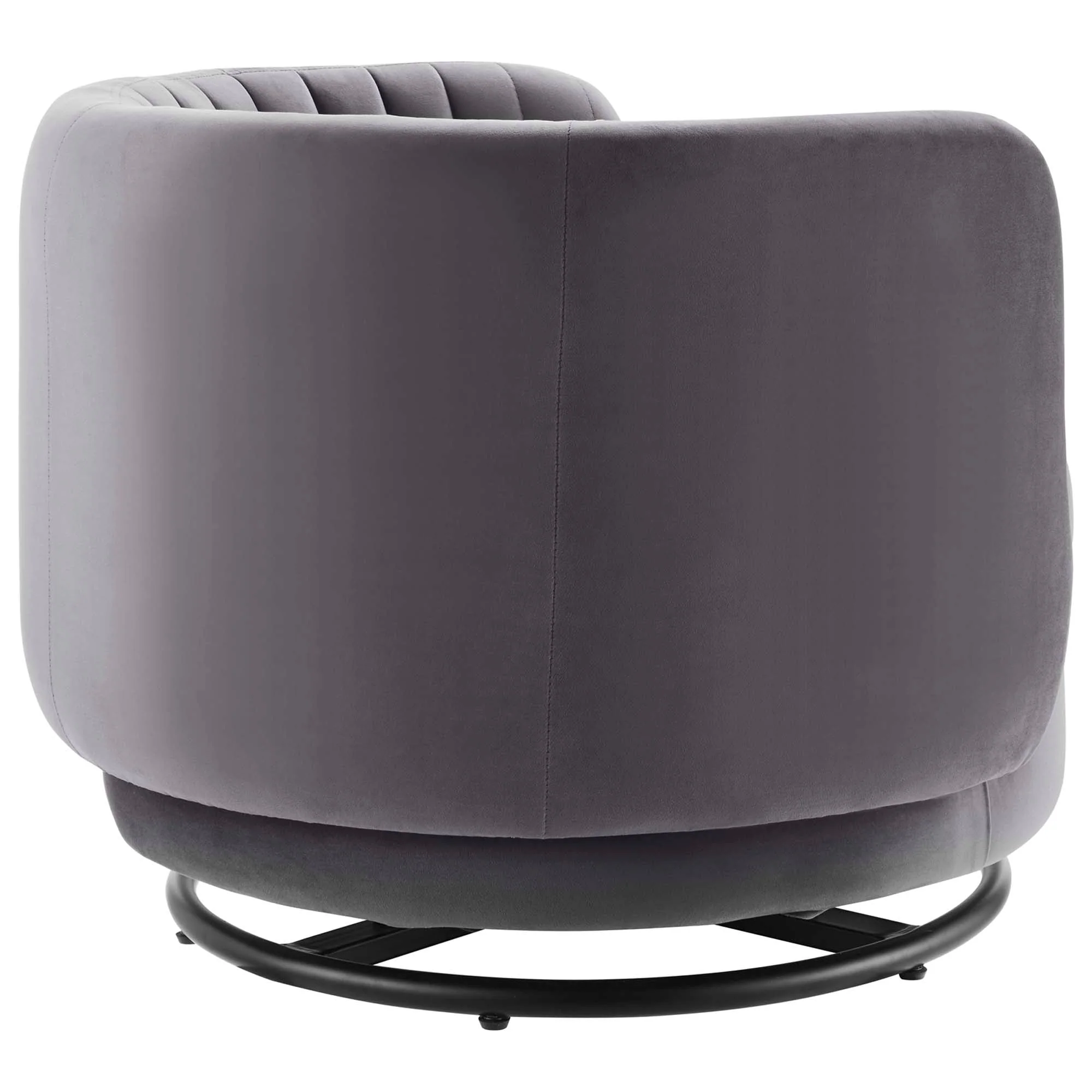 34 Inch Vertical Channel Tufted Performance Velvet Swivel Accent Chair with Black Metal Base - Image 11