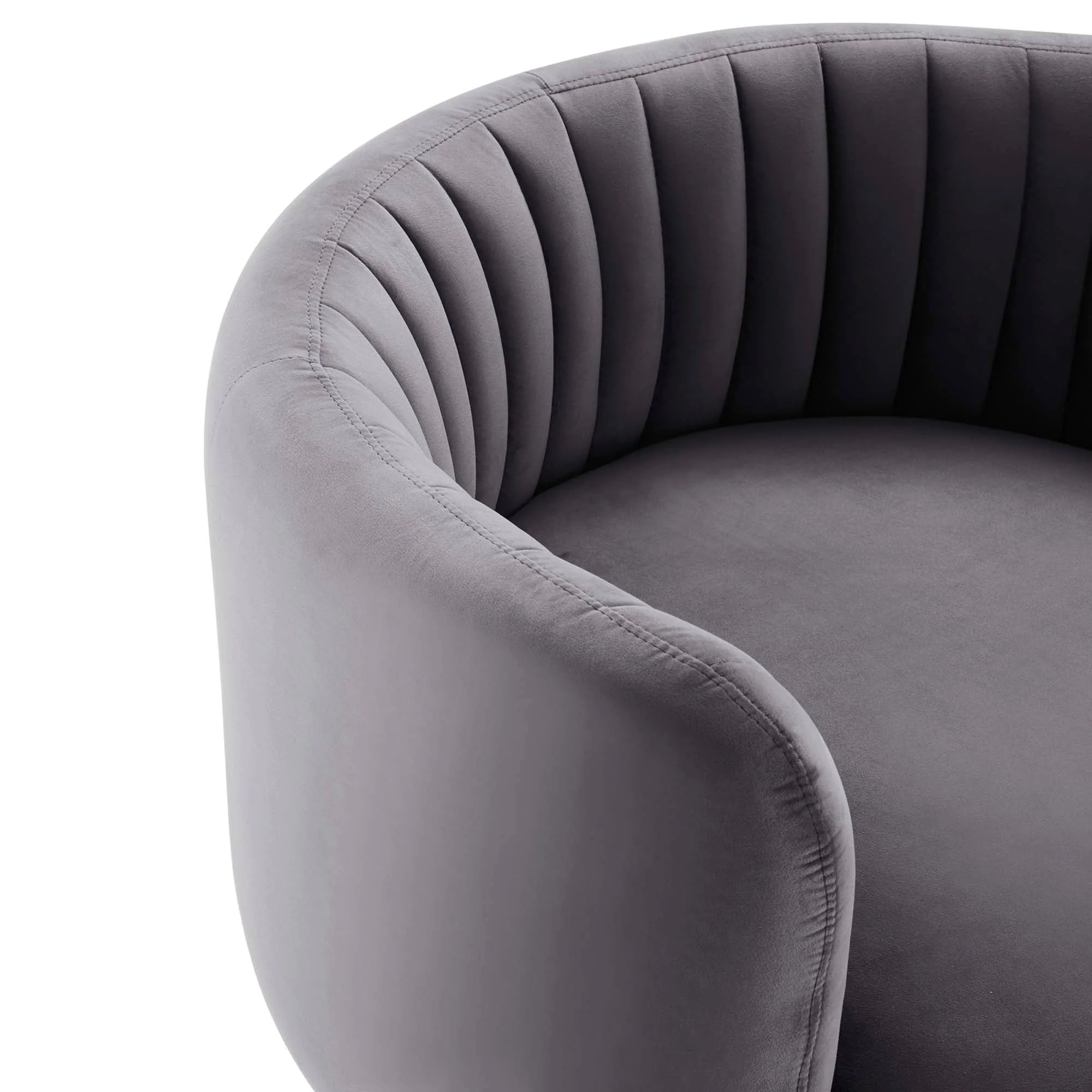 34 Inch Vertical Channel Tufted Performance Velvet Swivel Accent Chair with Black Metal Base - Image 13