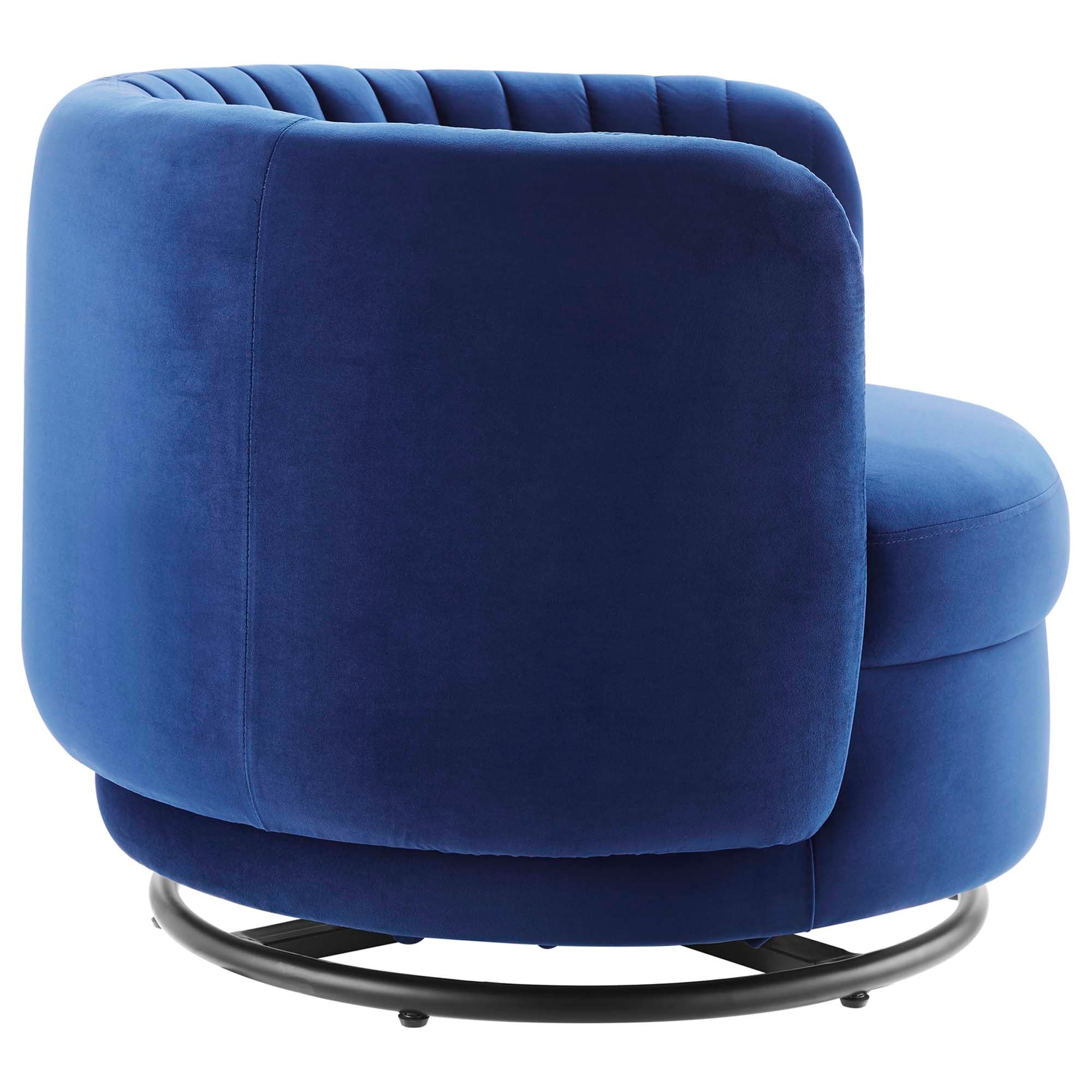 34 Inch Vertical Channel Tufted Performance Velvet Swivel Accent Chair with Black Metal Base - Image 17