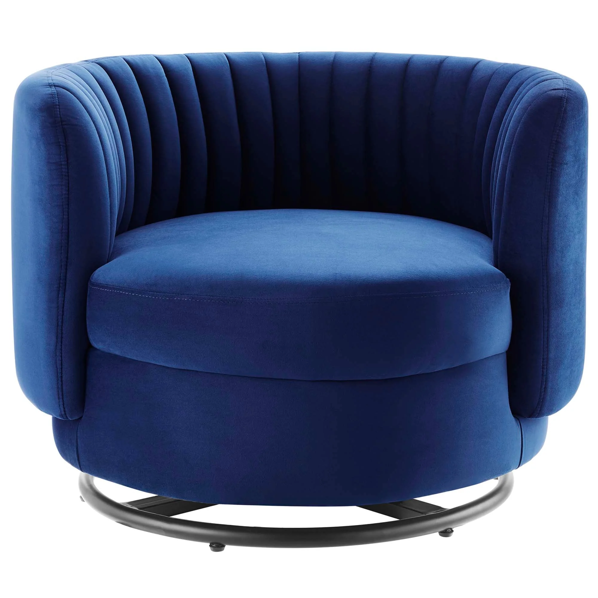34 Inch Vertical Channel Tufted Performance Velvet Swivel Accent Chair with Black Metal Base - Image 19