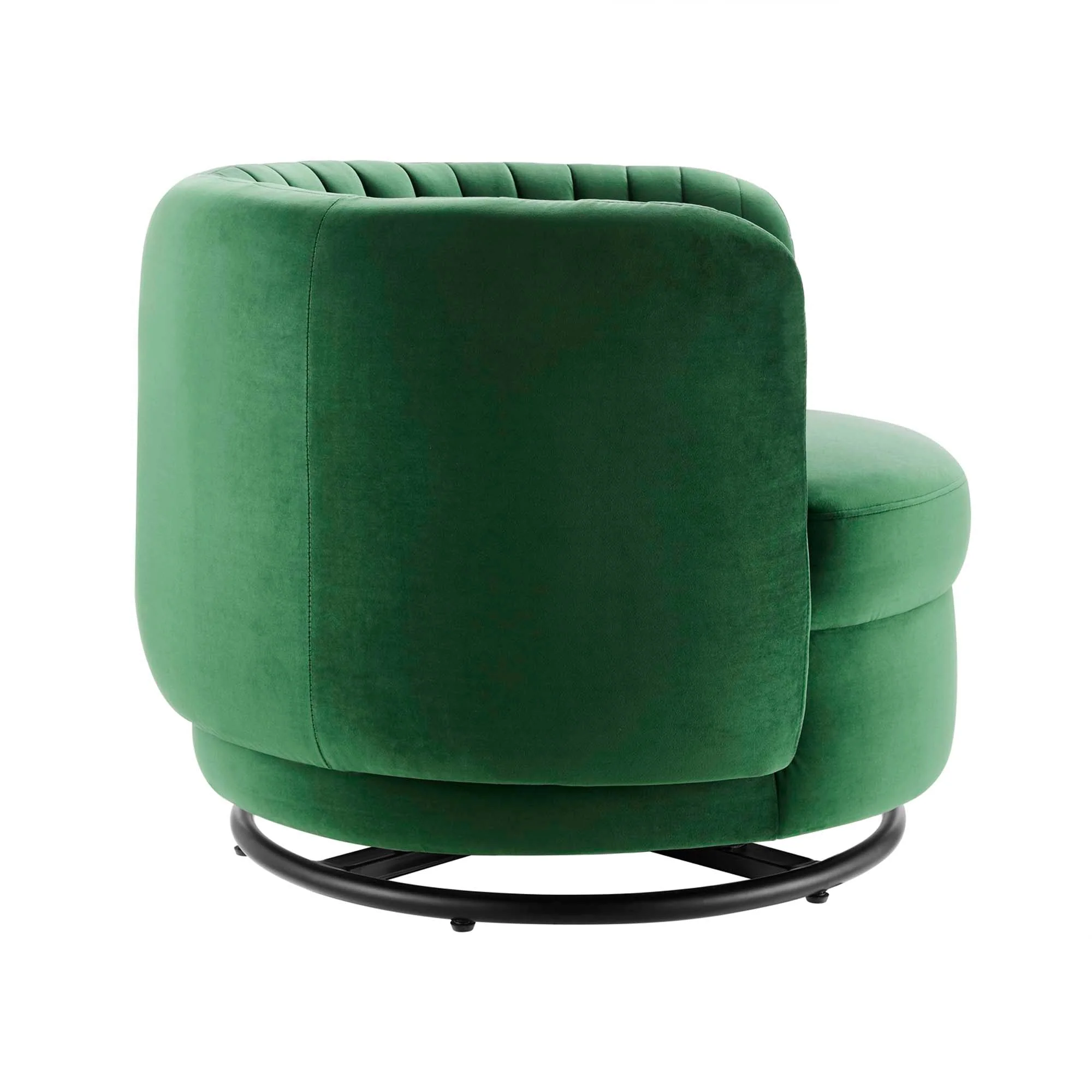 34 Inch Vertical Channel Tufted Performance Velvet Swivel Accent Chair with Black Metal Base - Image 2