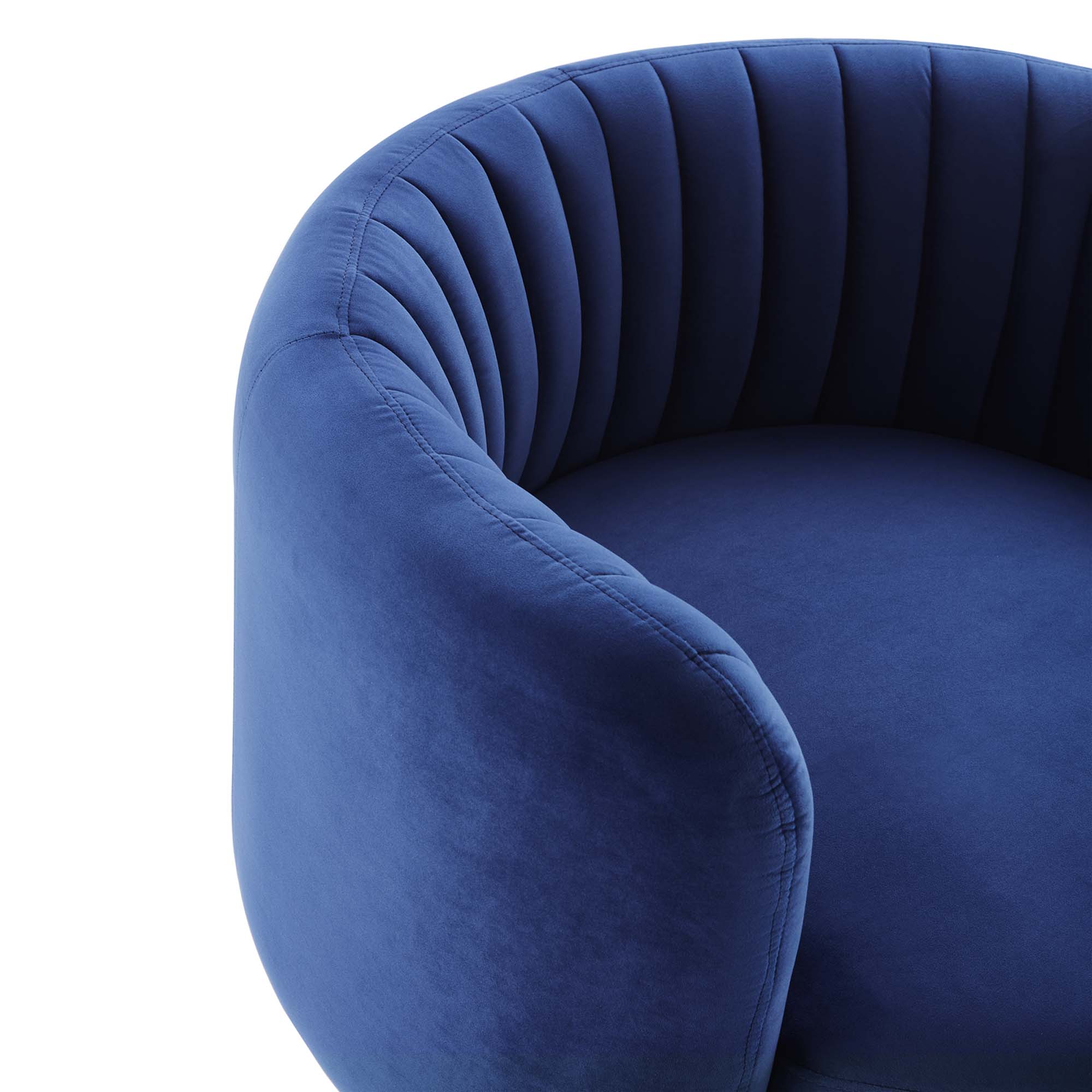 34 Inch Vertical Channel Tufted Performance Velvet Swivel Accent Chair with Black Metal Base - Image 20