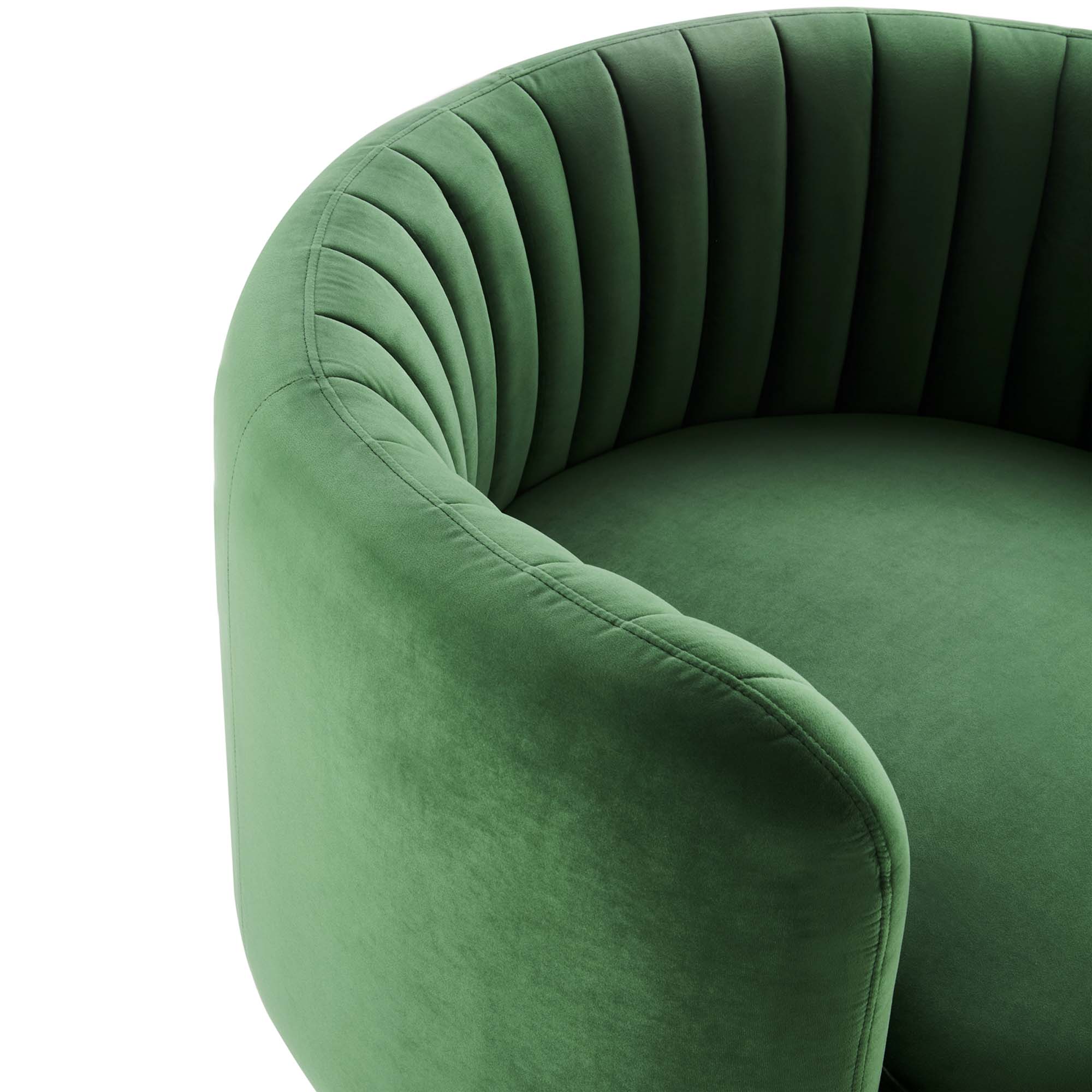 34 Inch Vertical Channel Tufted Performance Velvet Swivel Accent Chair with Black Metal Base - Image 6