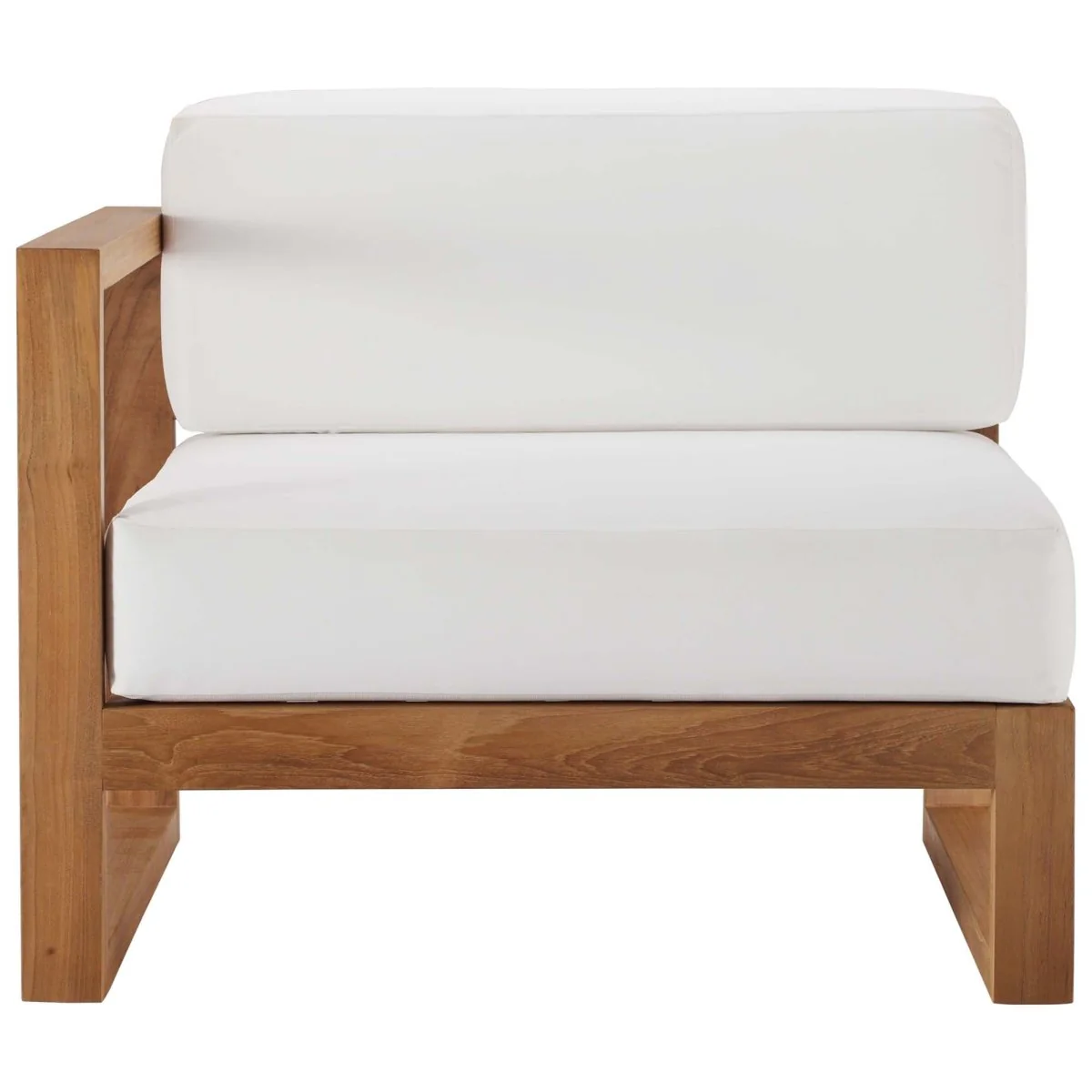 34" Natural White Outdoor Patio Left-Arm Chair – Solid Teak Wood - Image 5