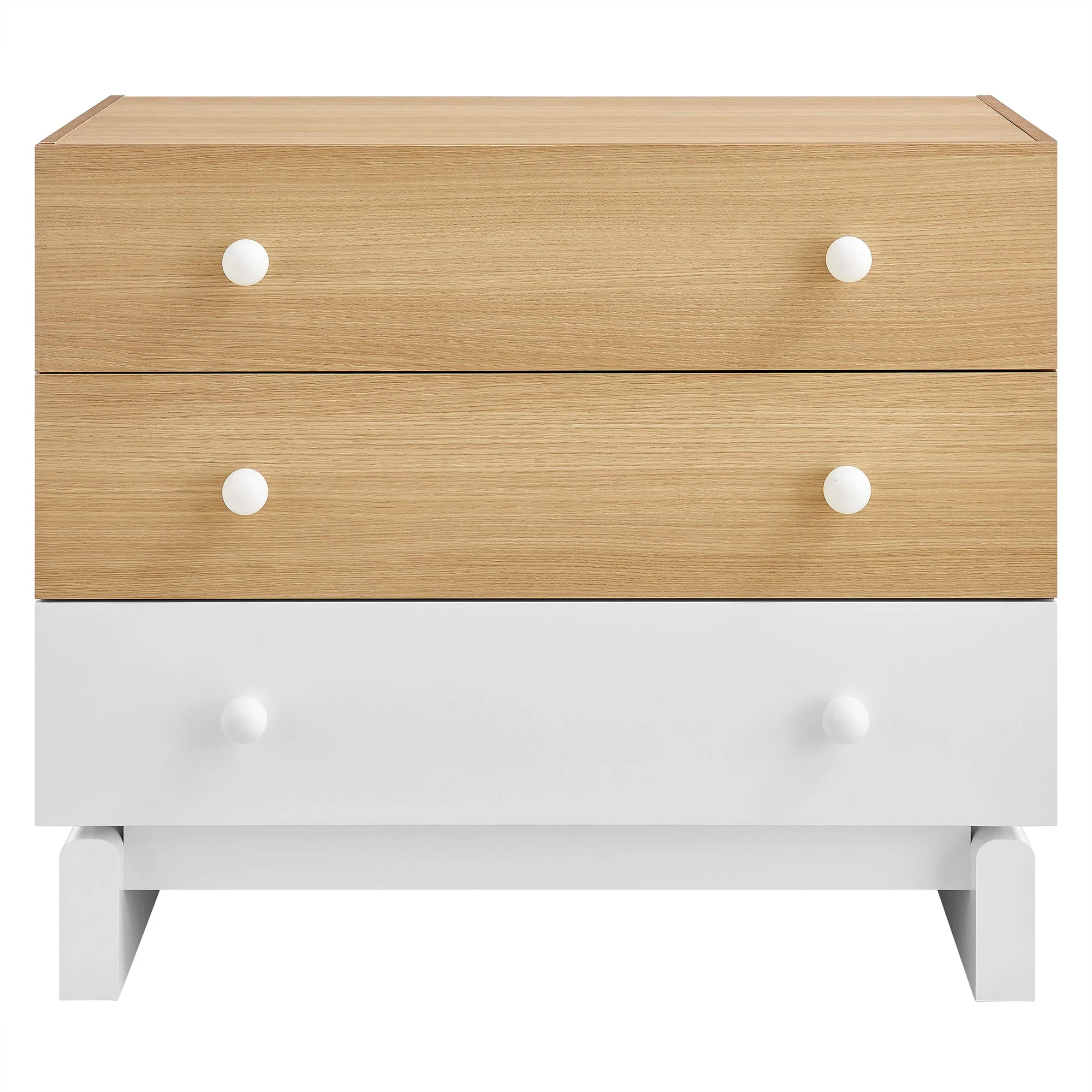 34" Oak White Two-Tone 3-Drawer Color Block Dresser - Image 7