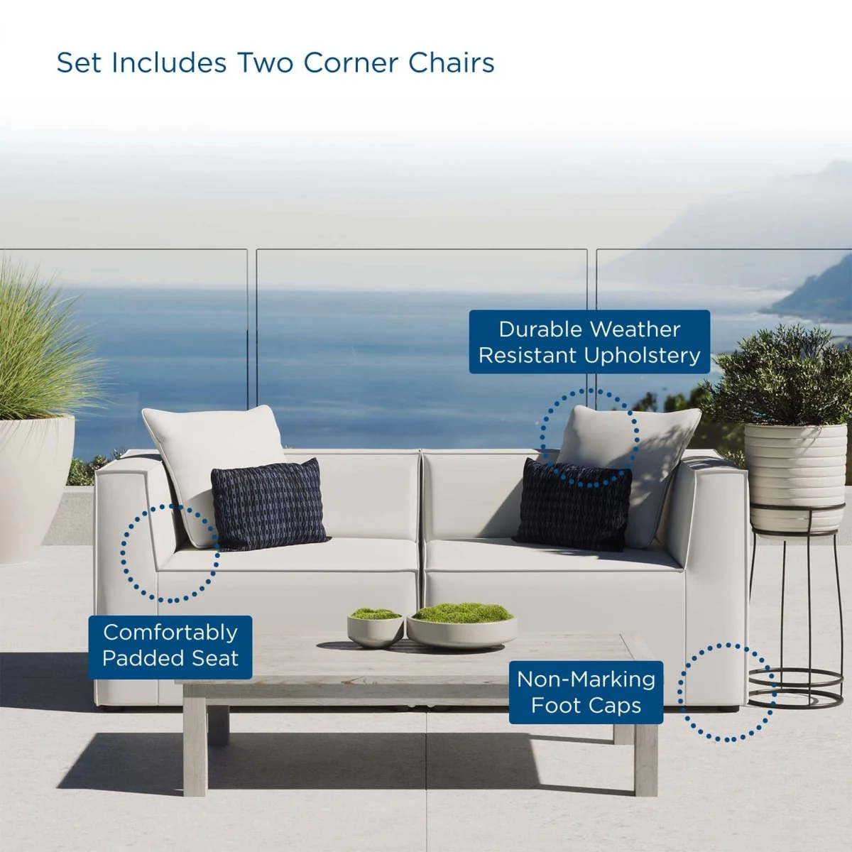 35" 2-Piece Modern Upholstered Outdoor Loveseat Set, Compact Two-Piece Outdoor Seating - Image 18