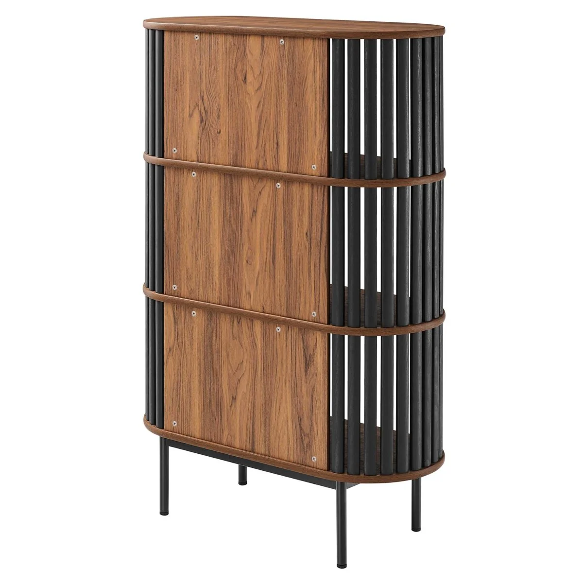 35.5" Three-Tier Display Cabinet Bookshelf with Timber Style Strips - Image 13