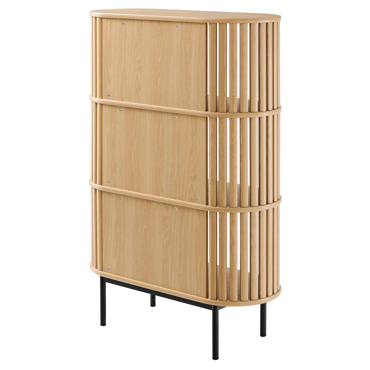 35.5" Three-Tier Display Cabinet Bookshelf with Timber Style Strips - Image 5