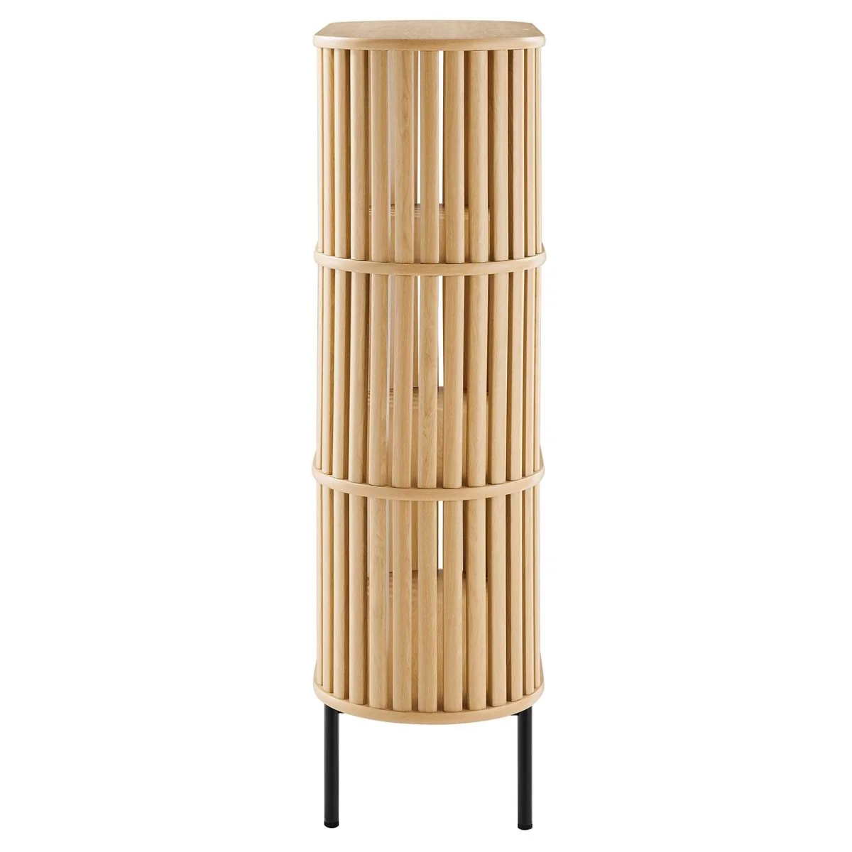 35.5" Three-Tier Display Cabinet Bookshelf with Timber Style Strips - Image 6