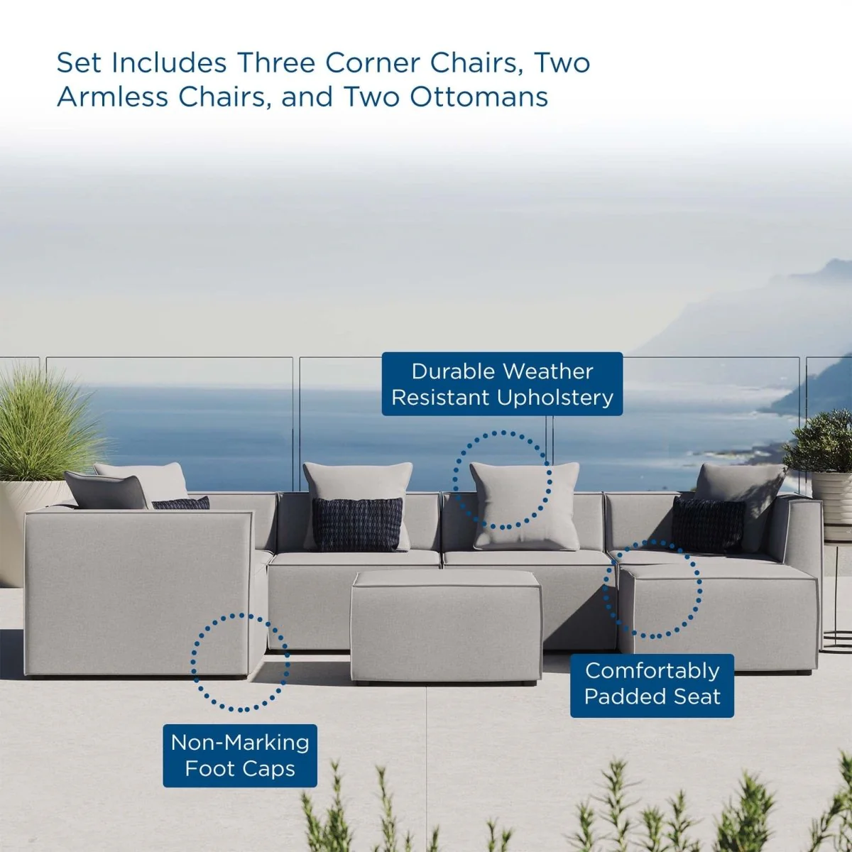 35" 7-Piece Modern Upholstered Outdoor Sectional Sofa with Cushions and Weather-Resistant - Image 28