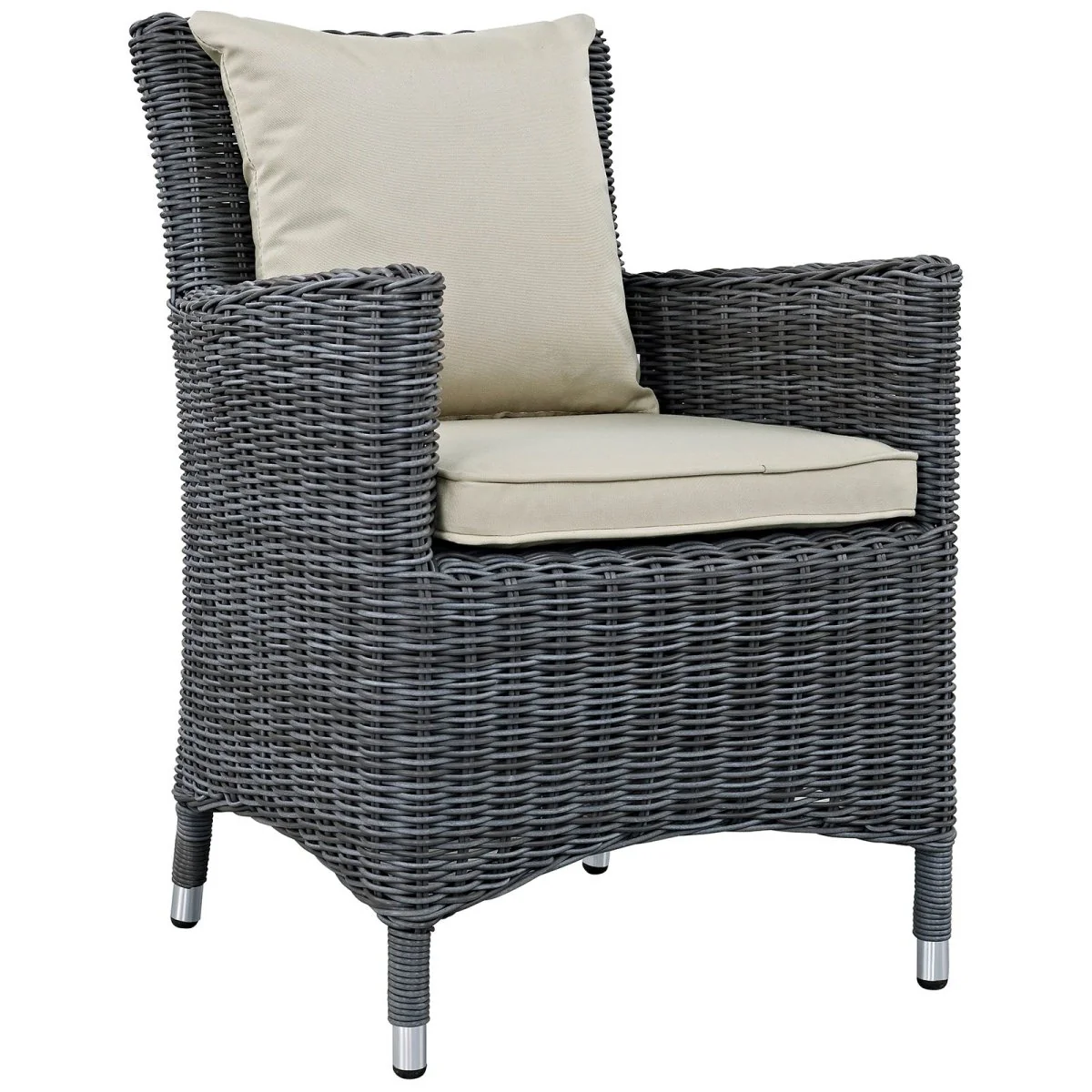 35" Canvas Wicker Outdoor Dining Armchair Set of 2 with Cushioned Seats and Armrests - Image 22