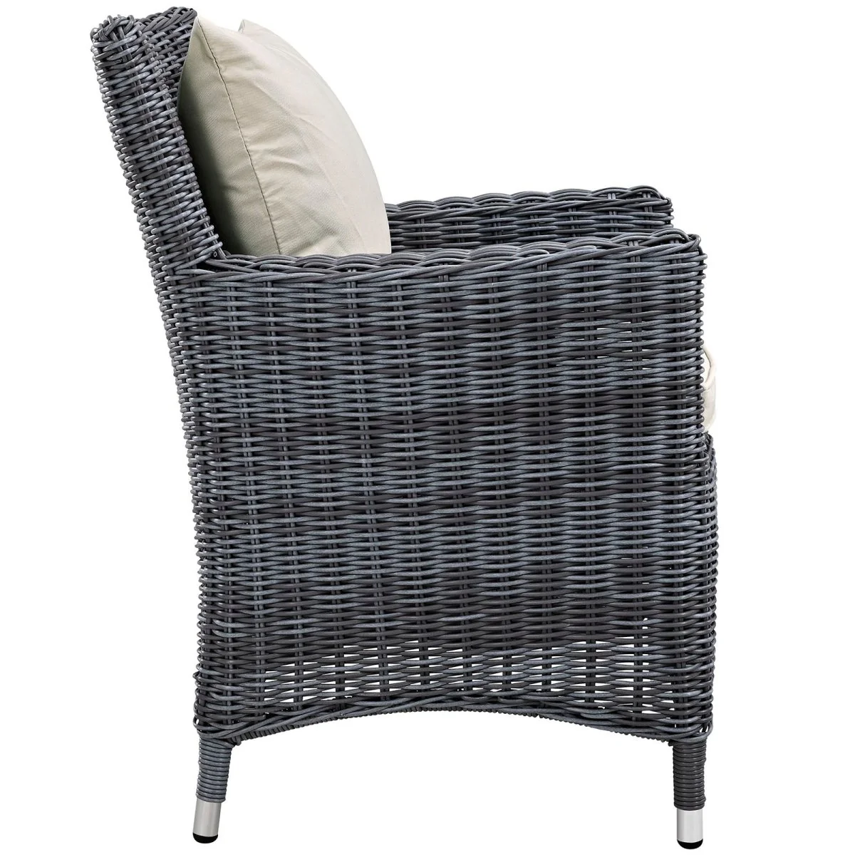35" Canvas Wicker Outdoor Dining Armchair Set of 2 with Cushioned Seats and Armrests - Image 23