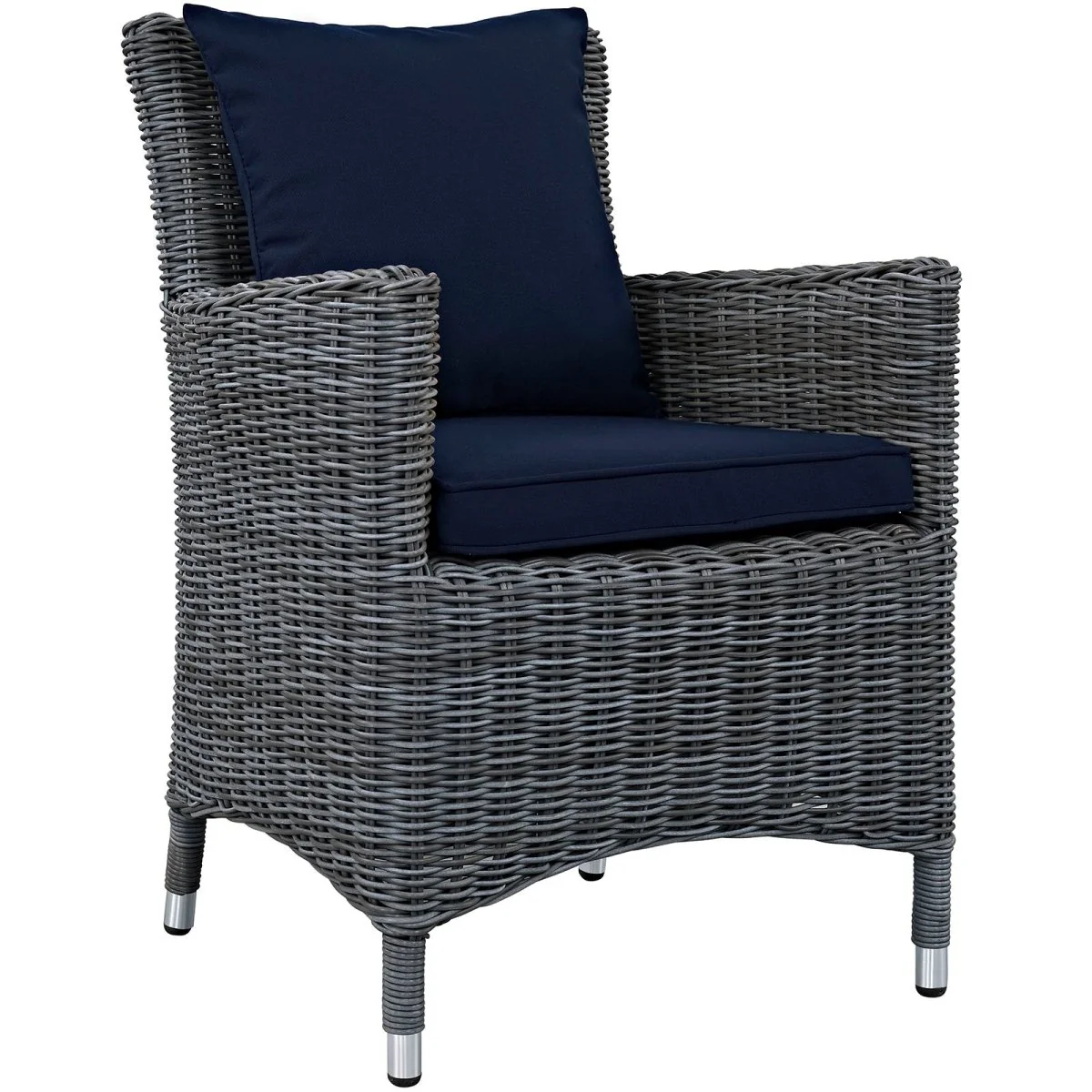 35" Canvas Wicker Outdoor Dining Armchair with Weather-Resistant Fabric and Sturdy Frame - Image 7